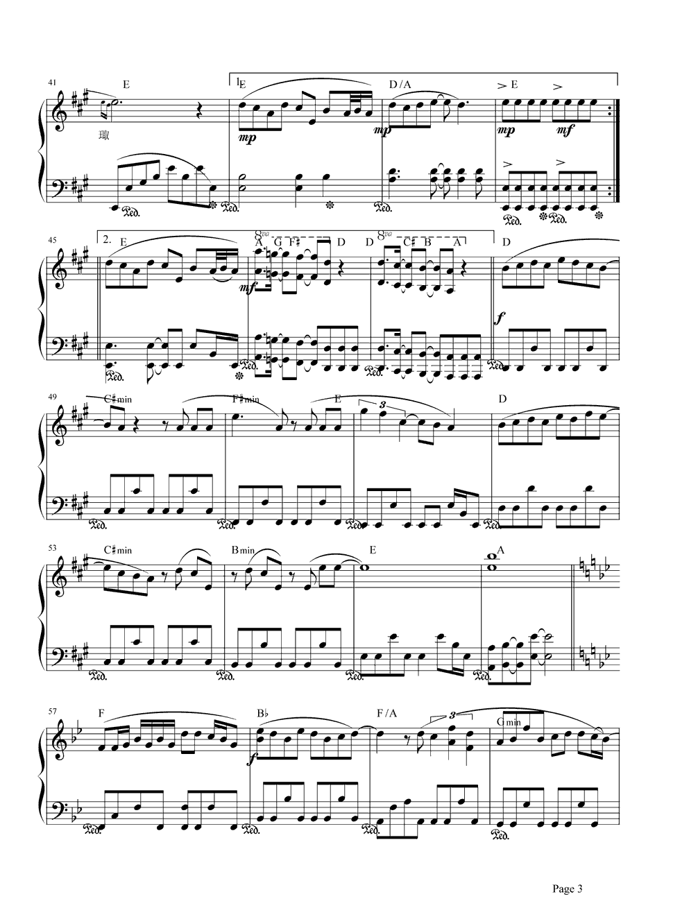 不具名的悲伤钢琴谱-罗志祥-我以为时间是最好的偏方3