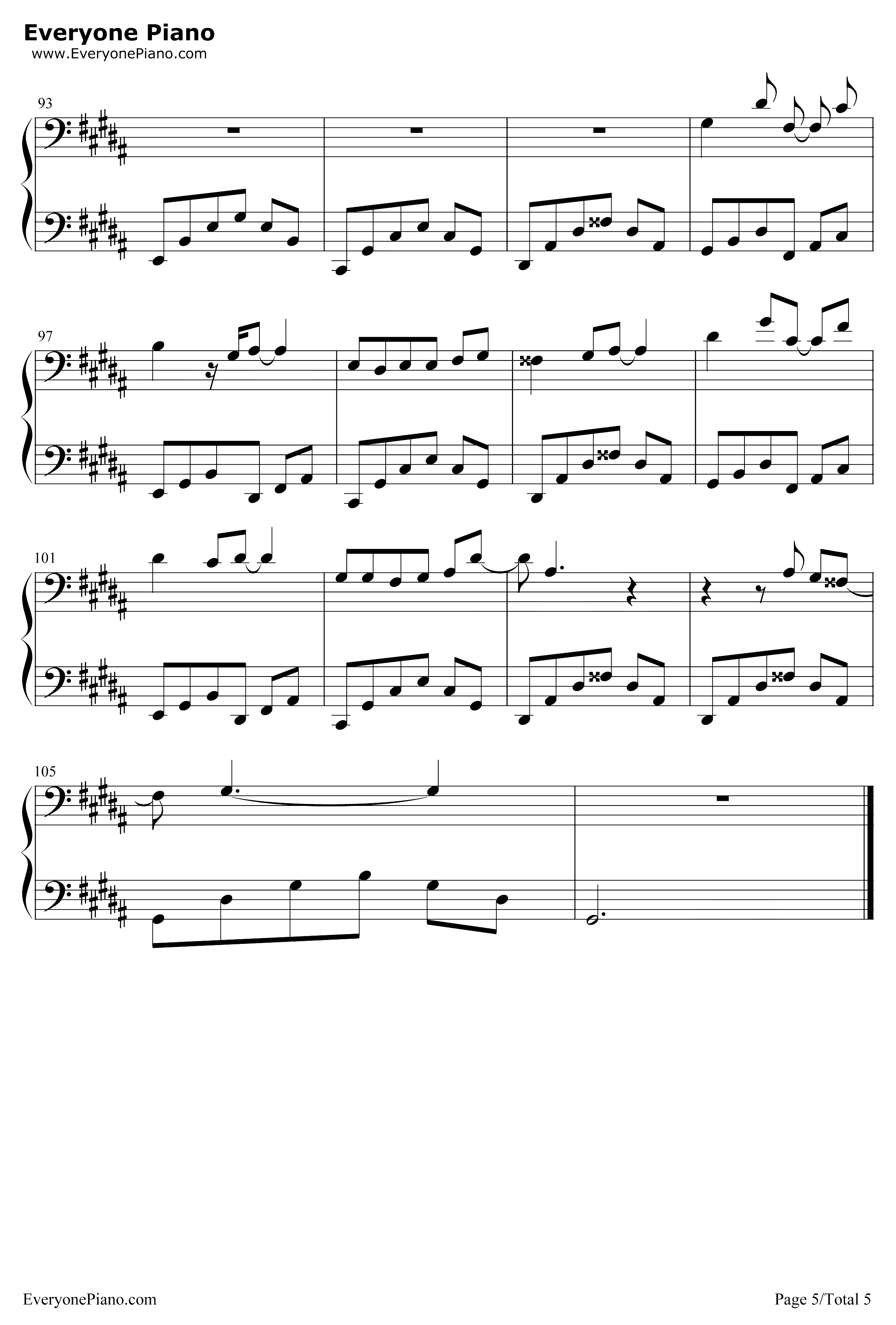今后我与自己流浪钢琴谱-张碧晨-哪吒之魔童降世片尾曲5