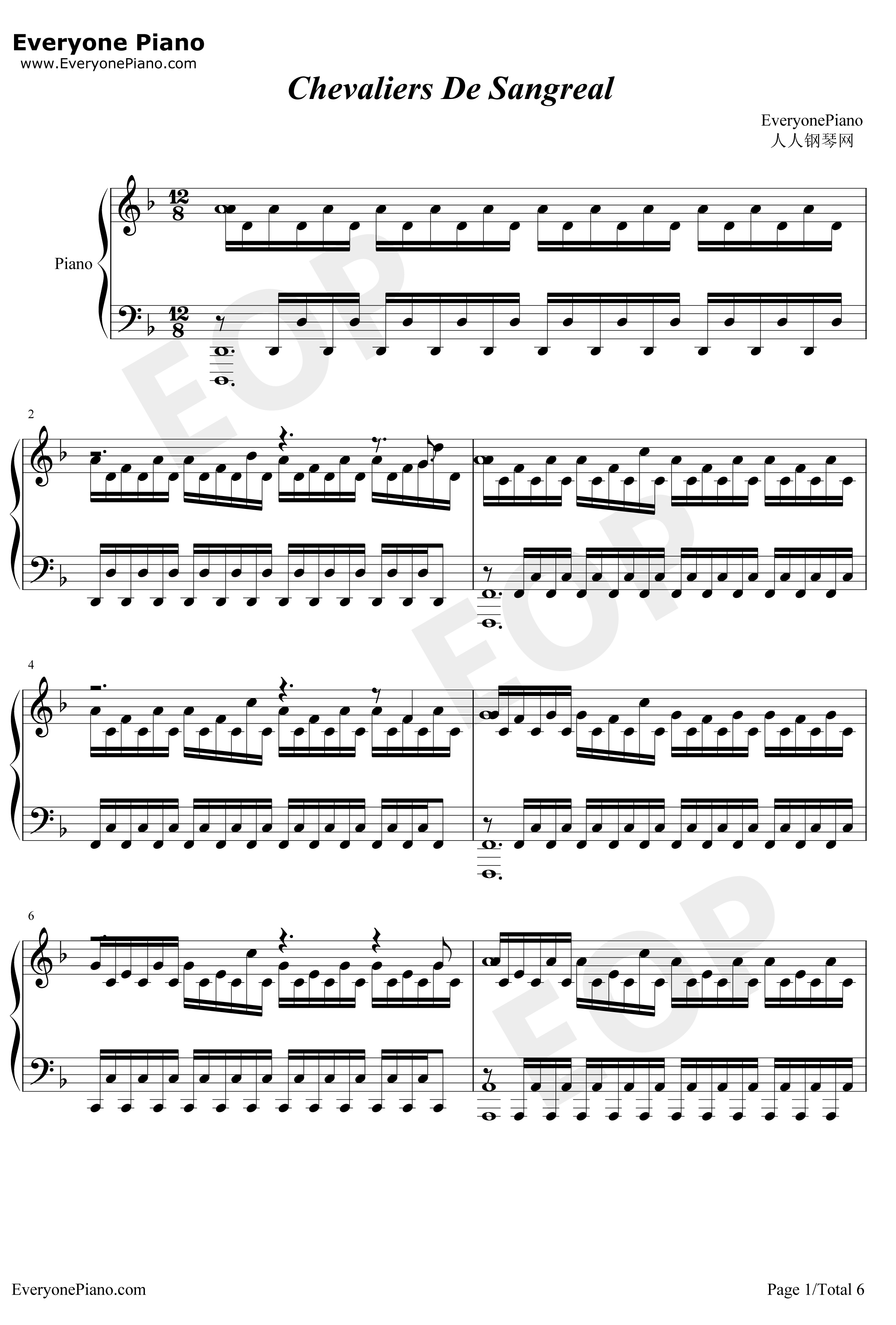 Chevaliers De Sangreal钢琴谱-Hans Zimmer-达芬奇密码OST1
