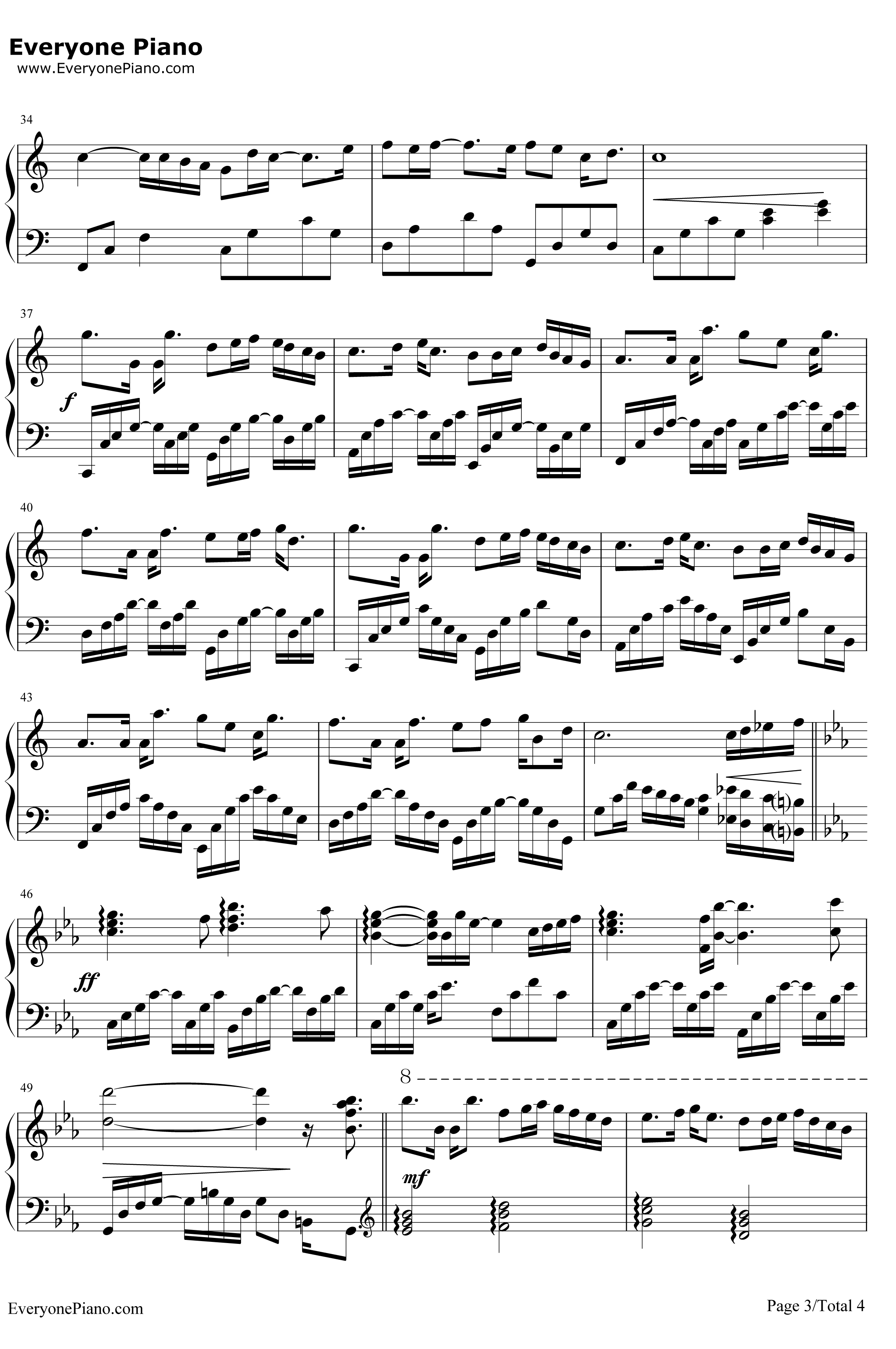 被风吹过的夏天钢琴谱-金莎林俊杰-钢琴演奏版3