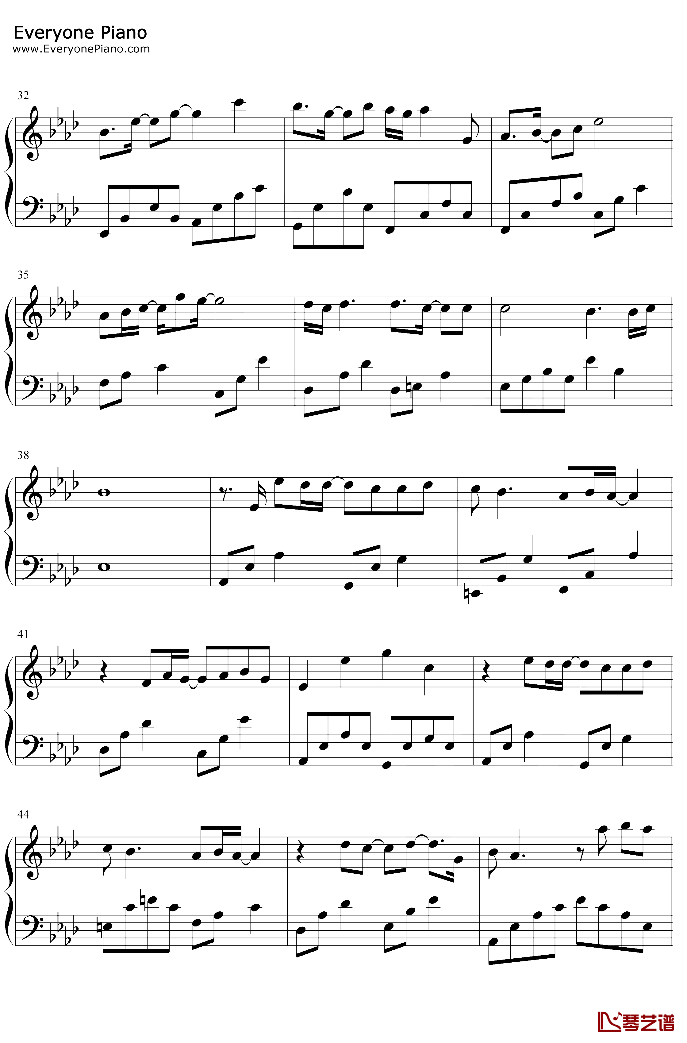 年少的歌钢琴谱-任然-二十不惑片尾曲3