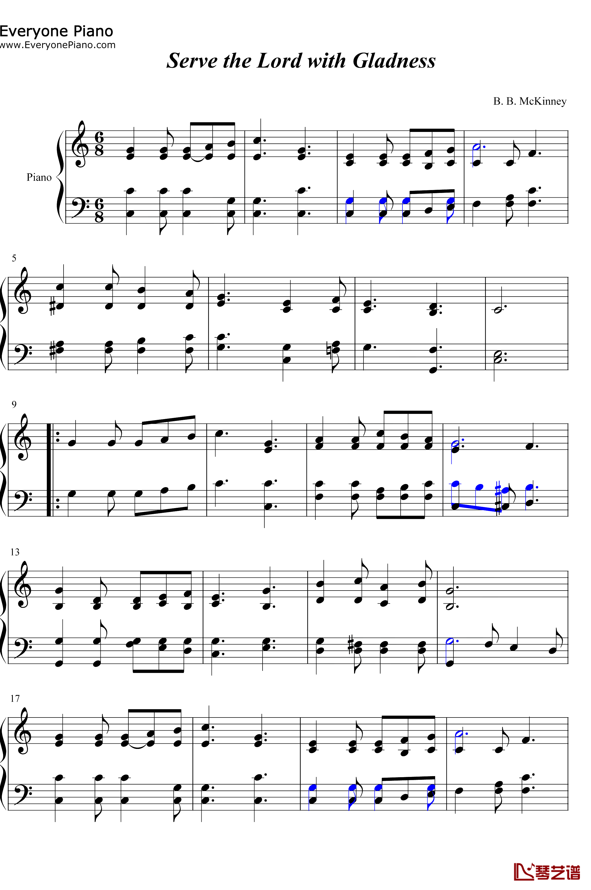 Serve the Lord with Gladness钢琴谱-B.B.McKinney1