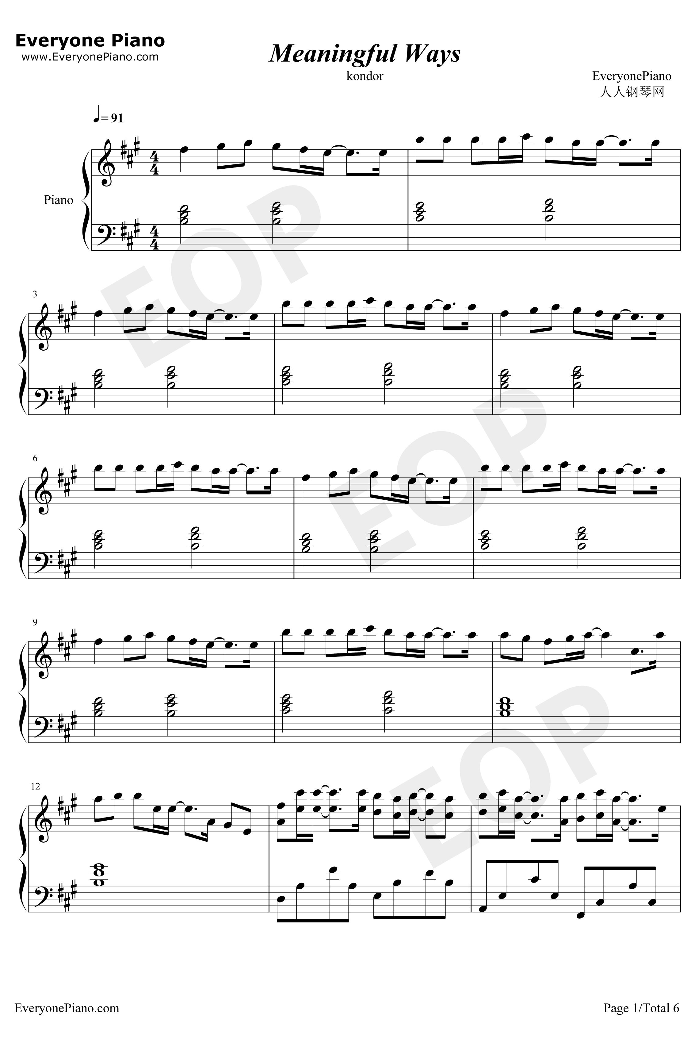 Meaningful Ways钢琴谱-Kondor1
