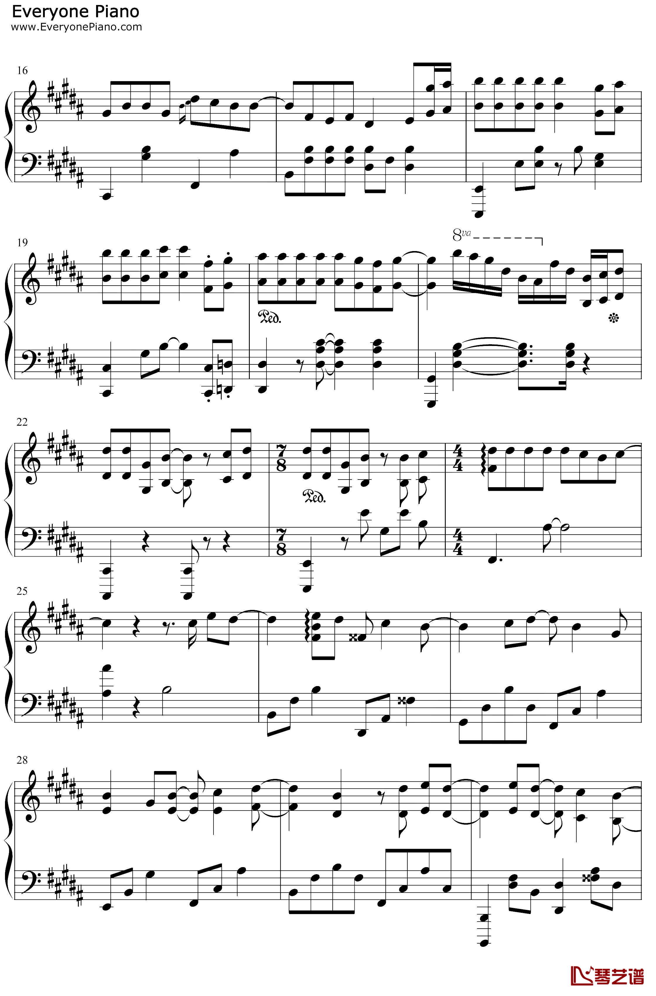 告白气球钢琴谱-周杰伦-意大利钢琴师改编版2