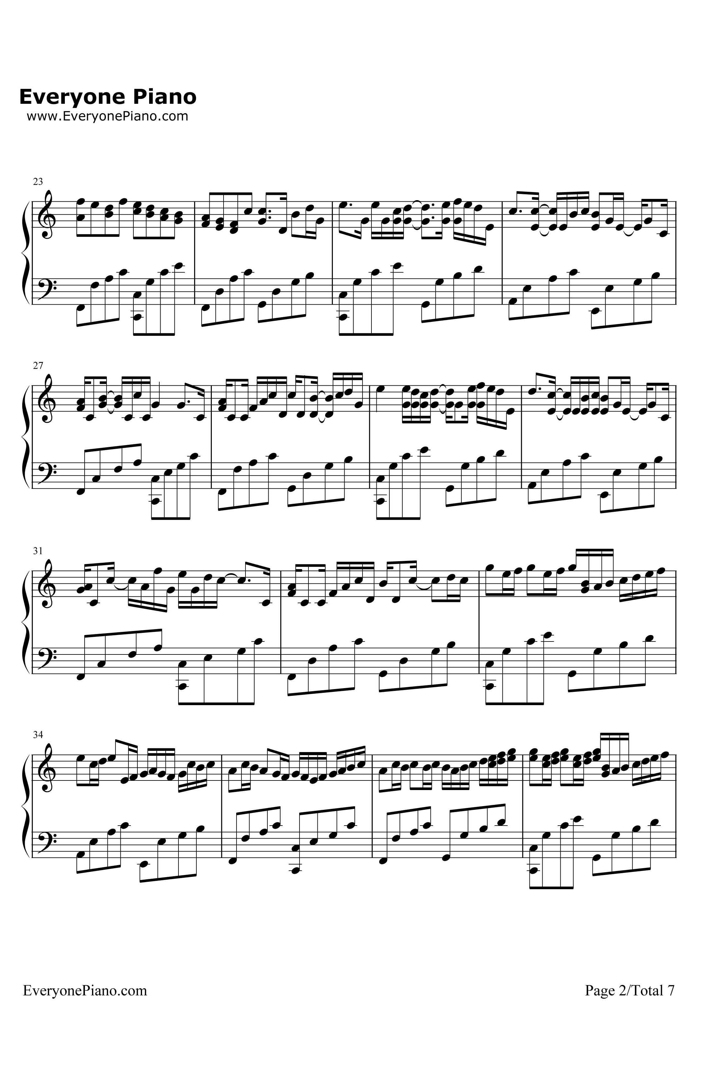 c大调卡农钢琴谱-帕赫贝尔-带力度版2