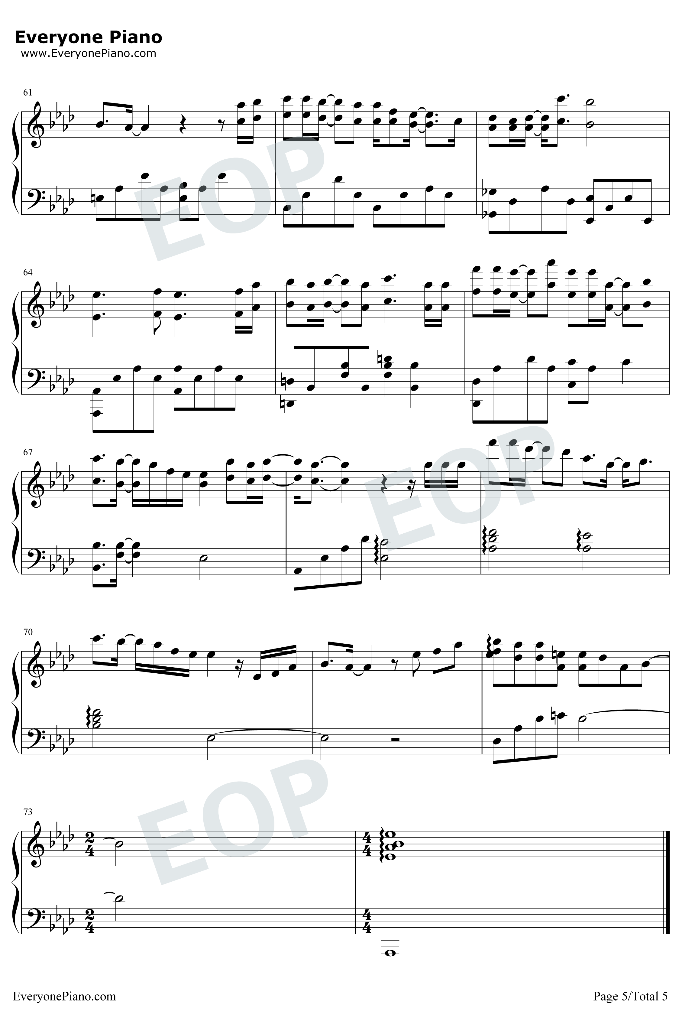 My Sunshine钢琴谱-张杰-何以笙箫默主题曲5