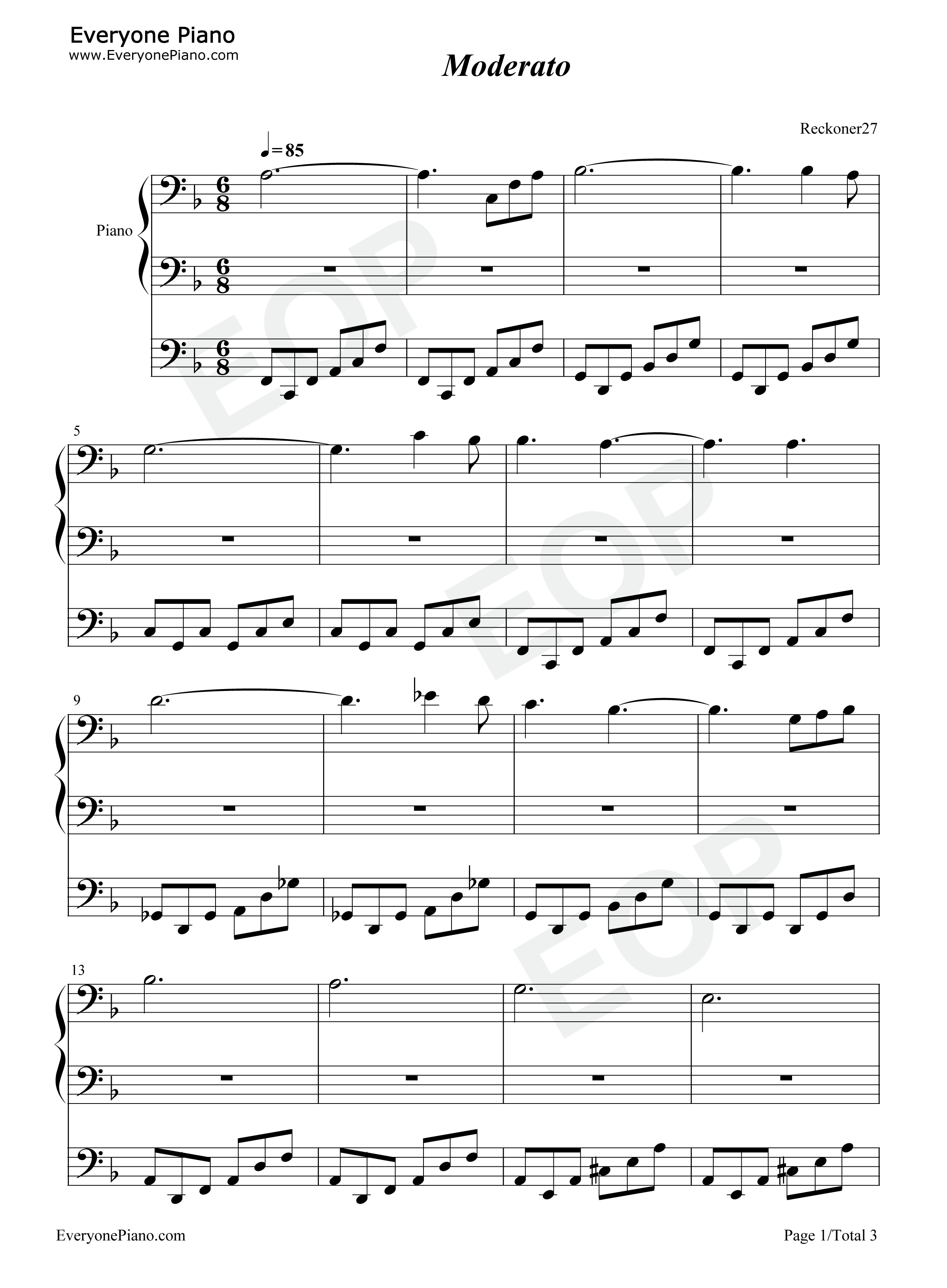 Moderato钢琴谱-S.E.N.S.1