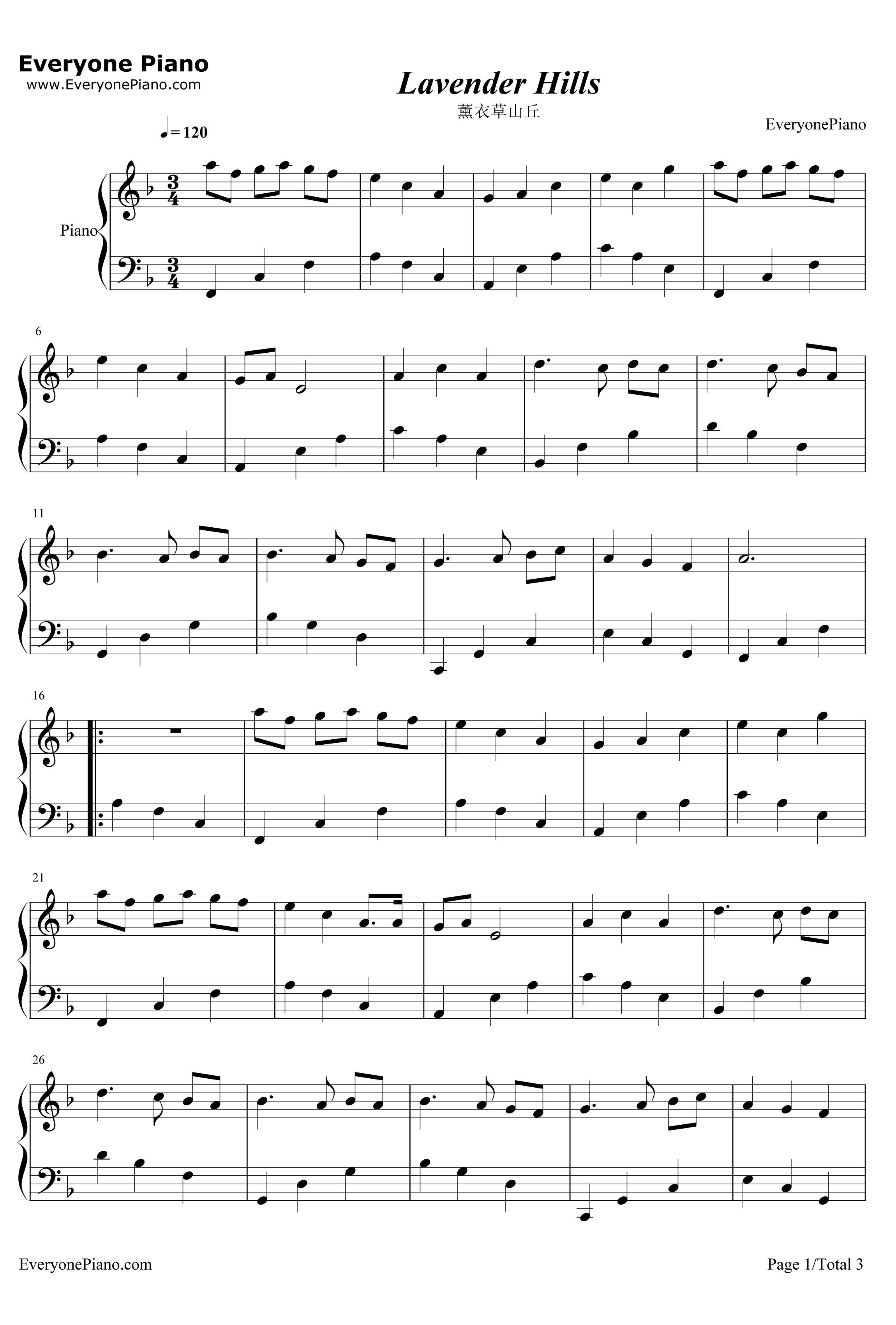 LavenderHills（薰衣草山丘）钢琴谱-BrianCrain-LavenderHills1