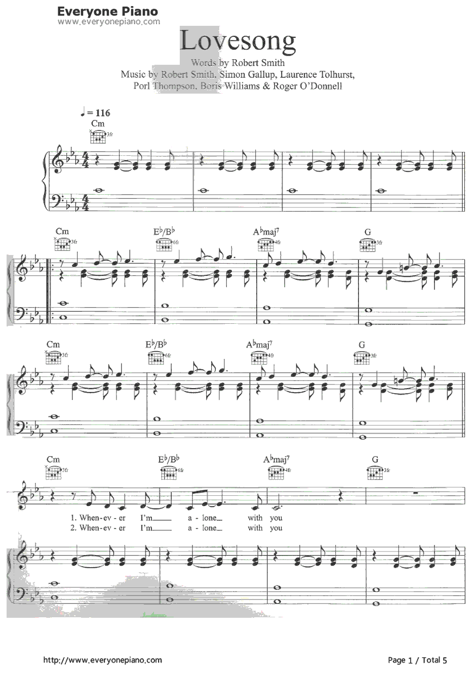 Lovesong钢琴谱-Adele1