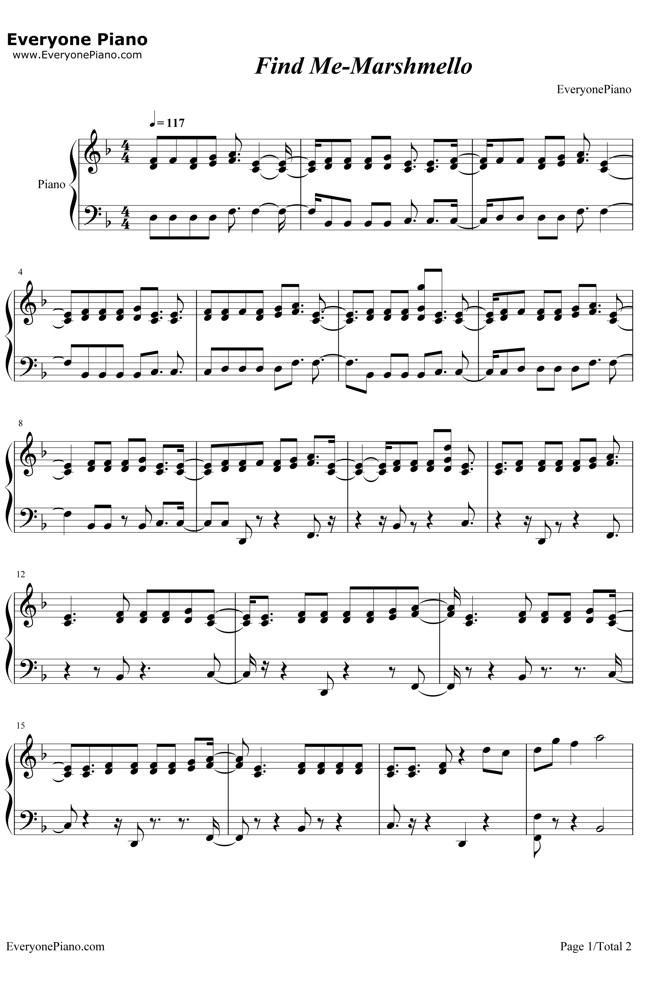 FindMe钢琴谱-Marshmello1