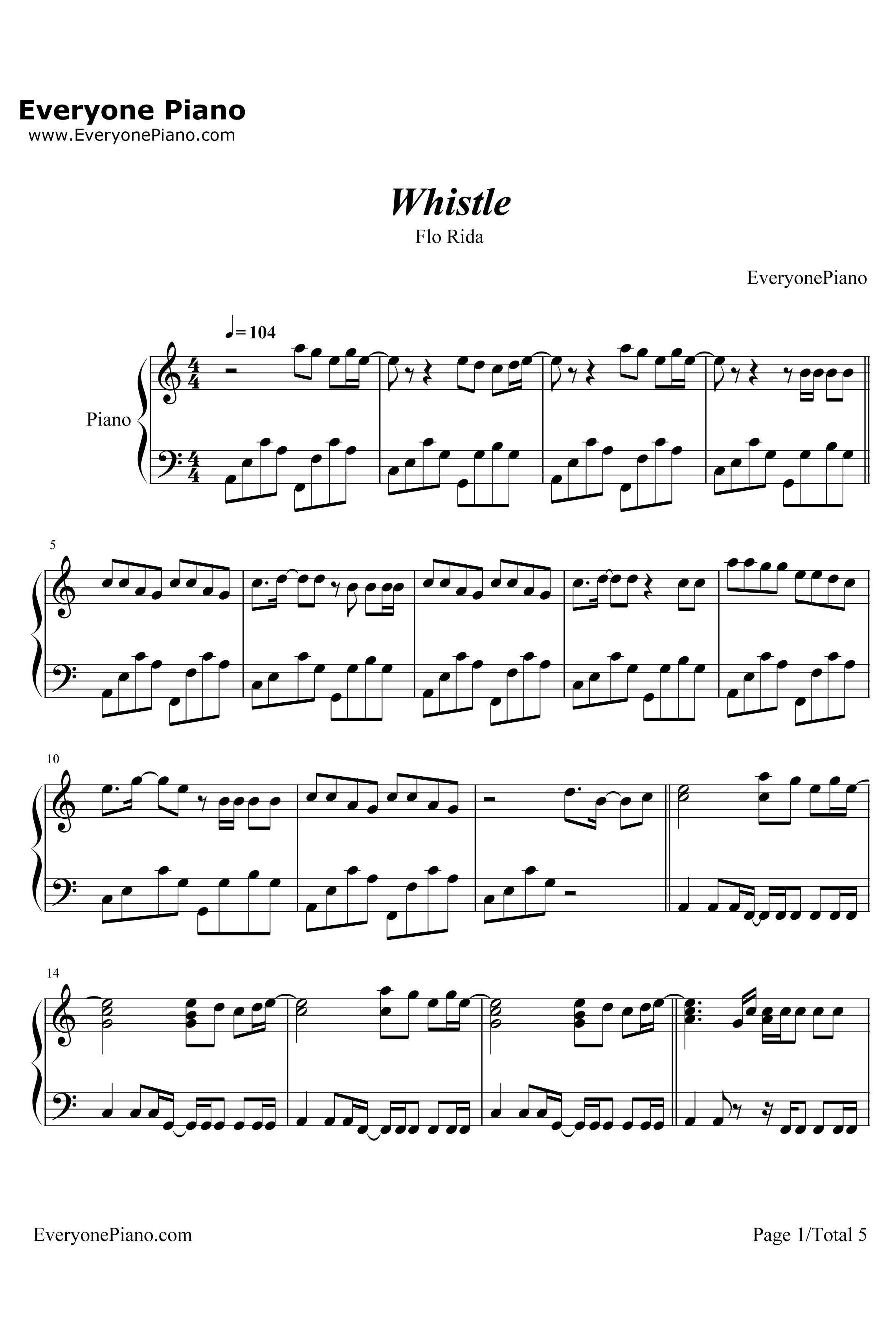 Whistle钢琴谱-FloRida1