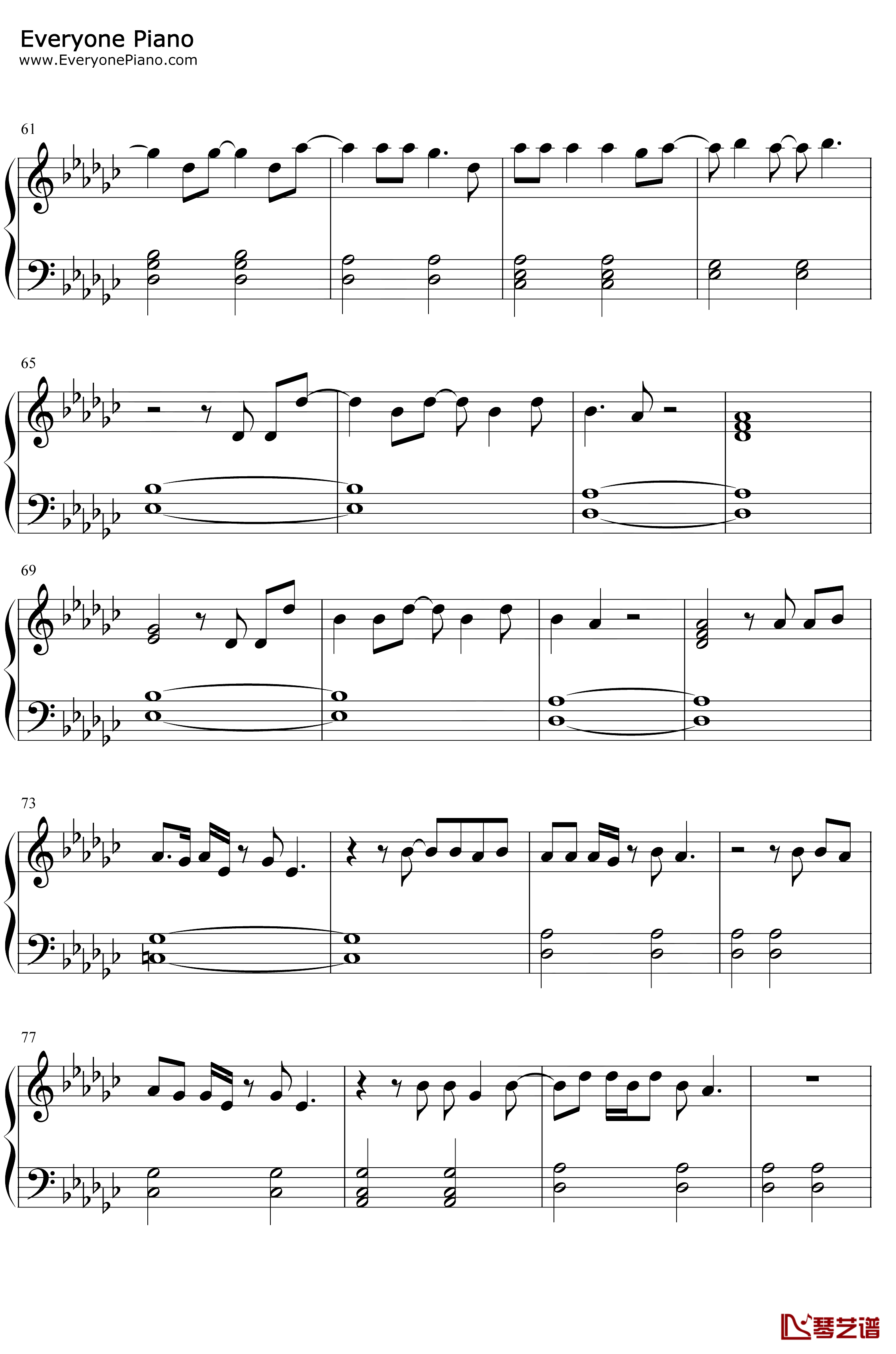 Believe钢琴谱-Adam Lambert4