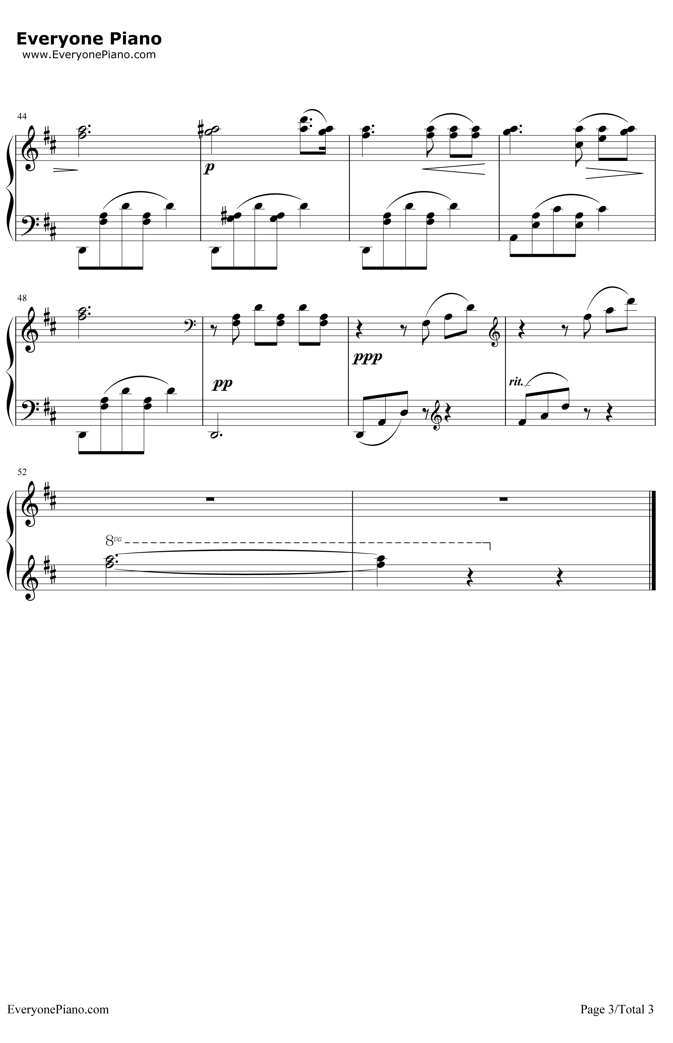 小夜曲钢琴谱 -舒伯特-简单版3
