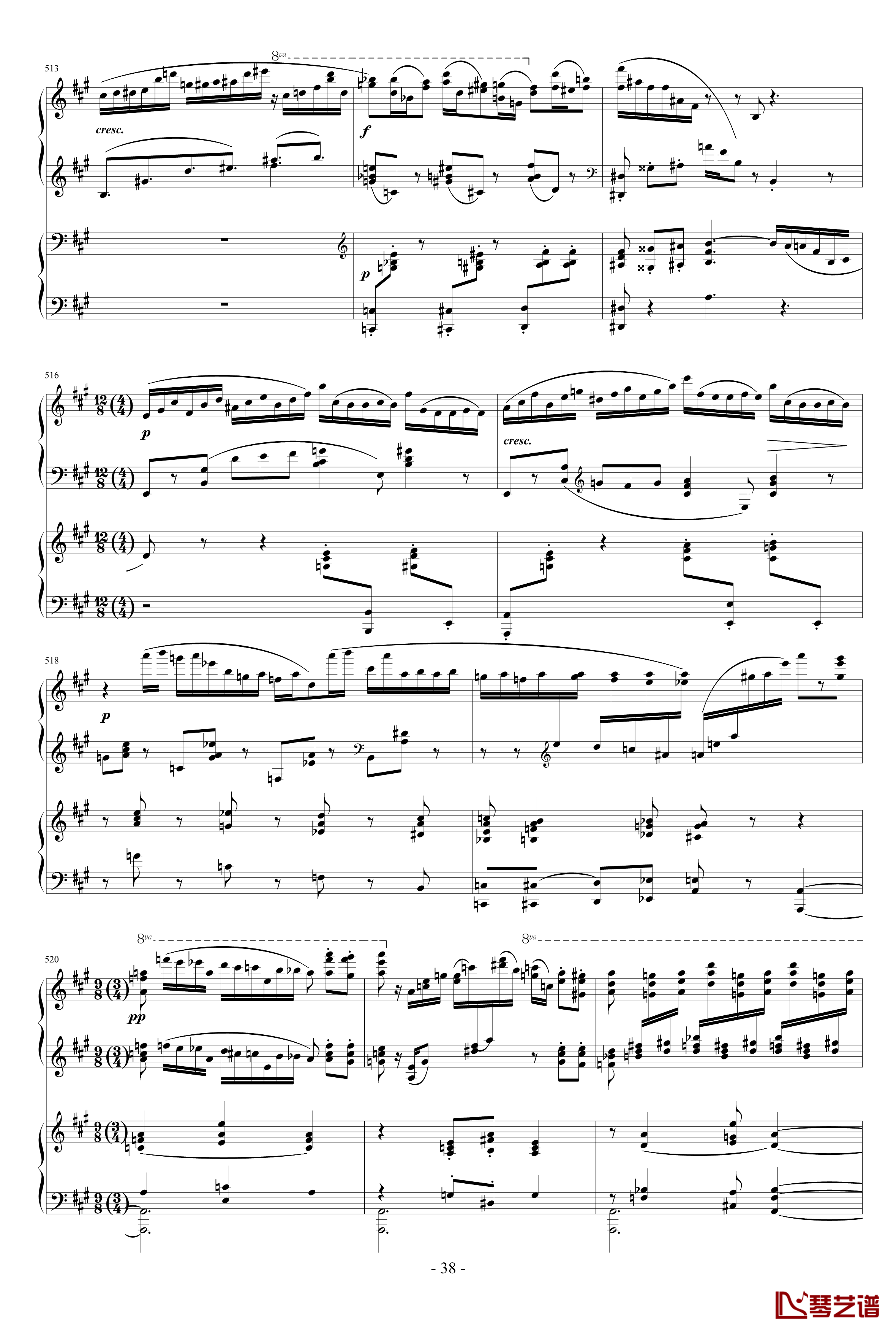 拉赫玛尼诺夫第一钢琴协奏曲 Op.1钢琴谱-拉赫马尼若夫38
