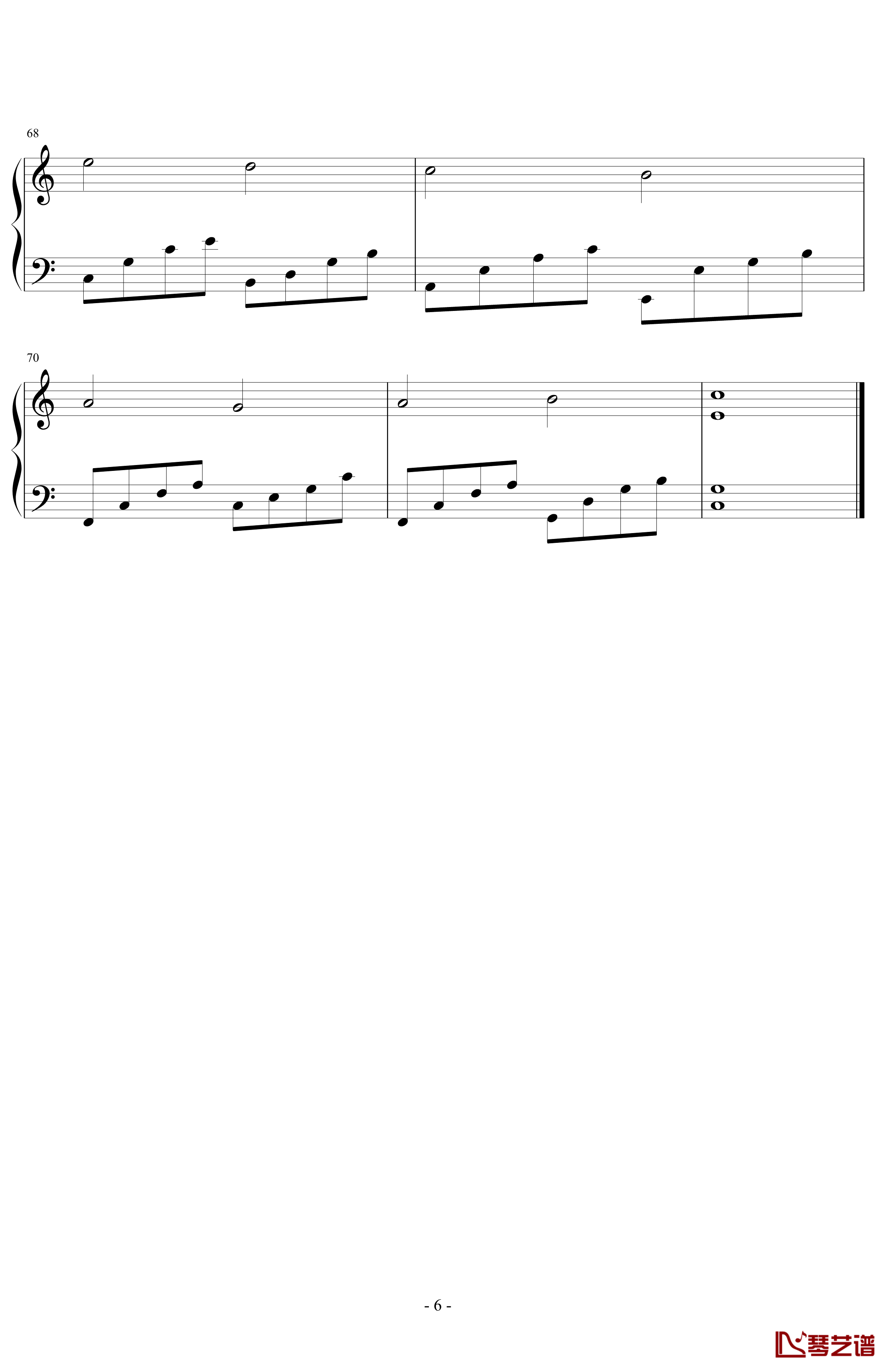 卡农钢琴谱-C大调简易版-帕赫贝尔-Pachelbel6