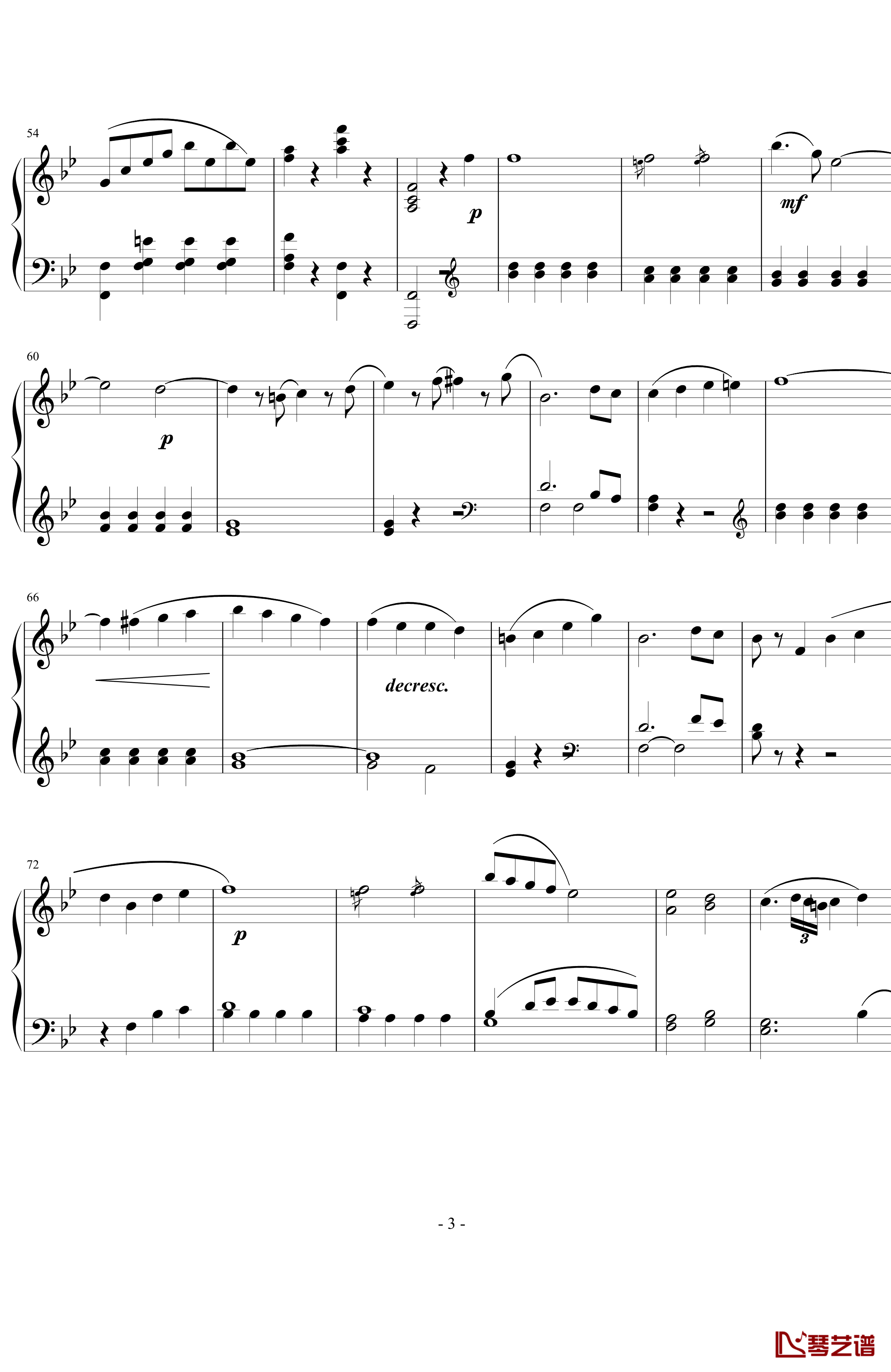 莫扎特第四十交响曲第四乐章钢琴谱-莫扎特3