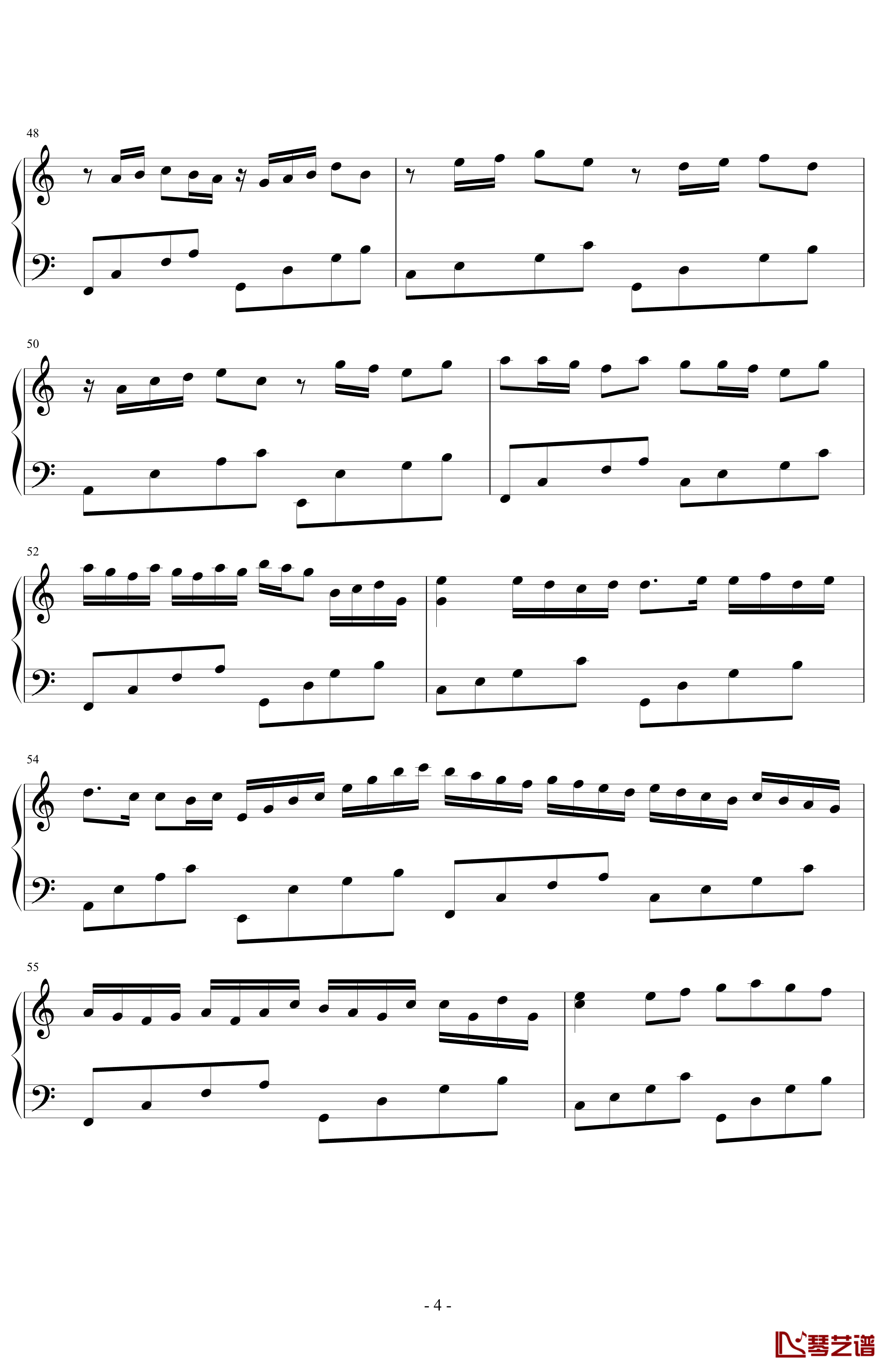 卡农钢琴谱-C大调简易版-帕赫贝尔-Pachelbel4