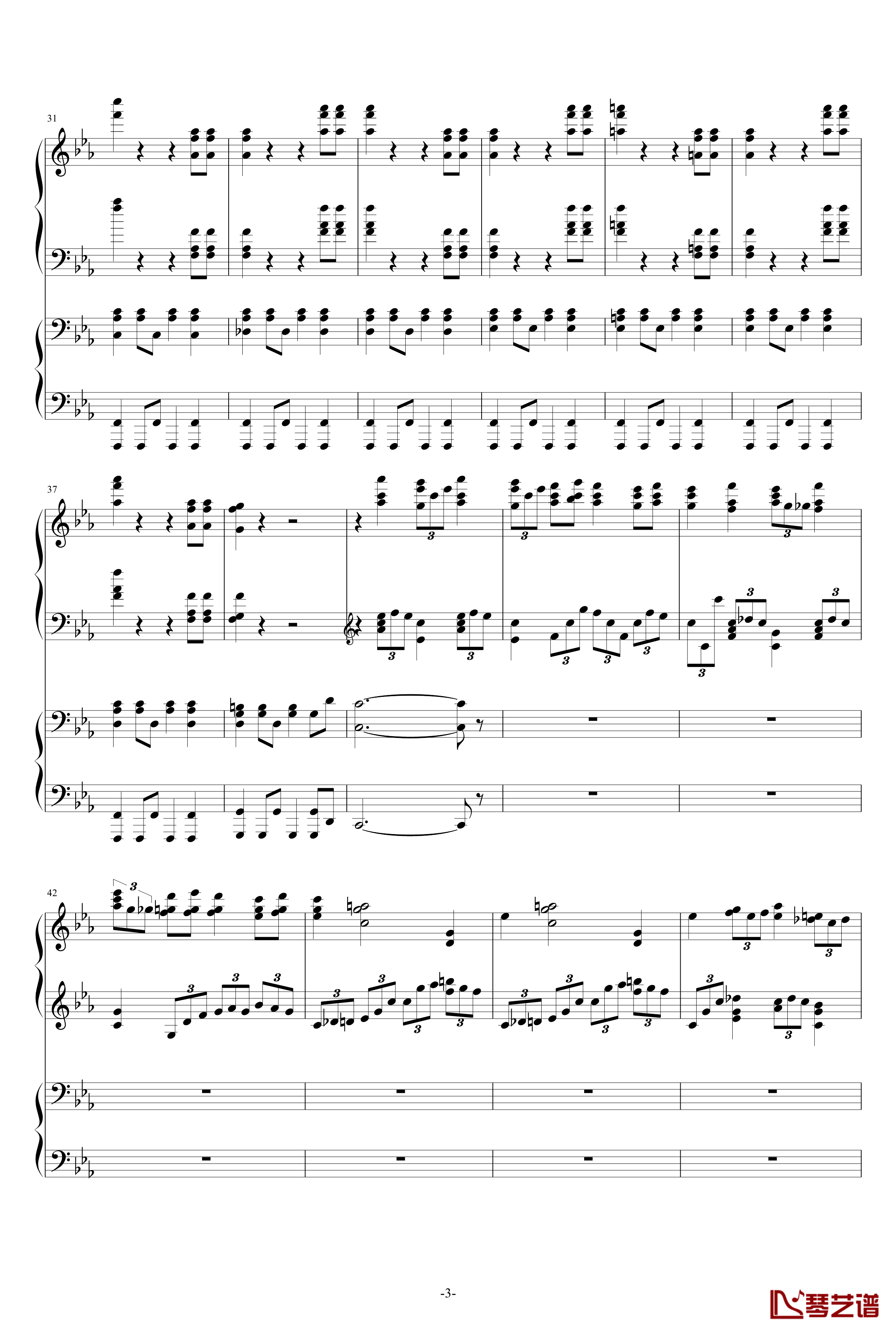 c小调第二钢琴协奏曲第三乐章钢琴谱-拉赫马尼若夫3