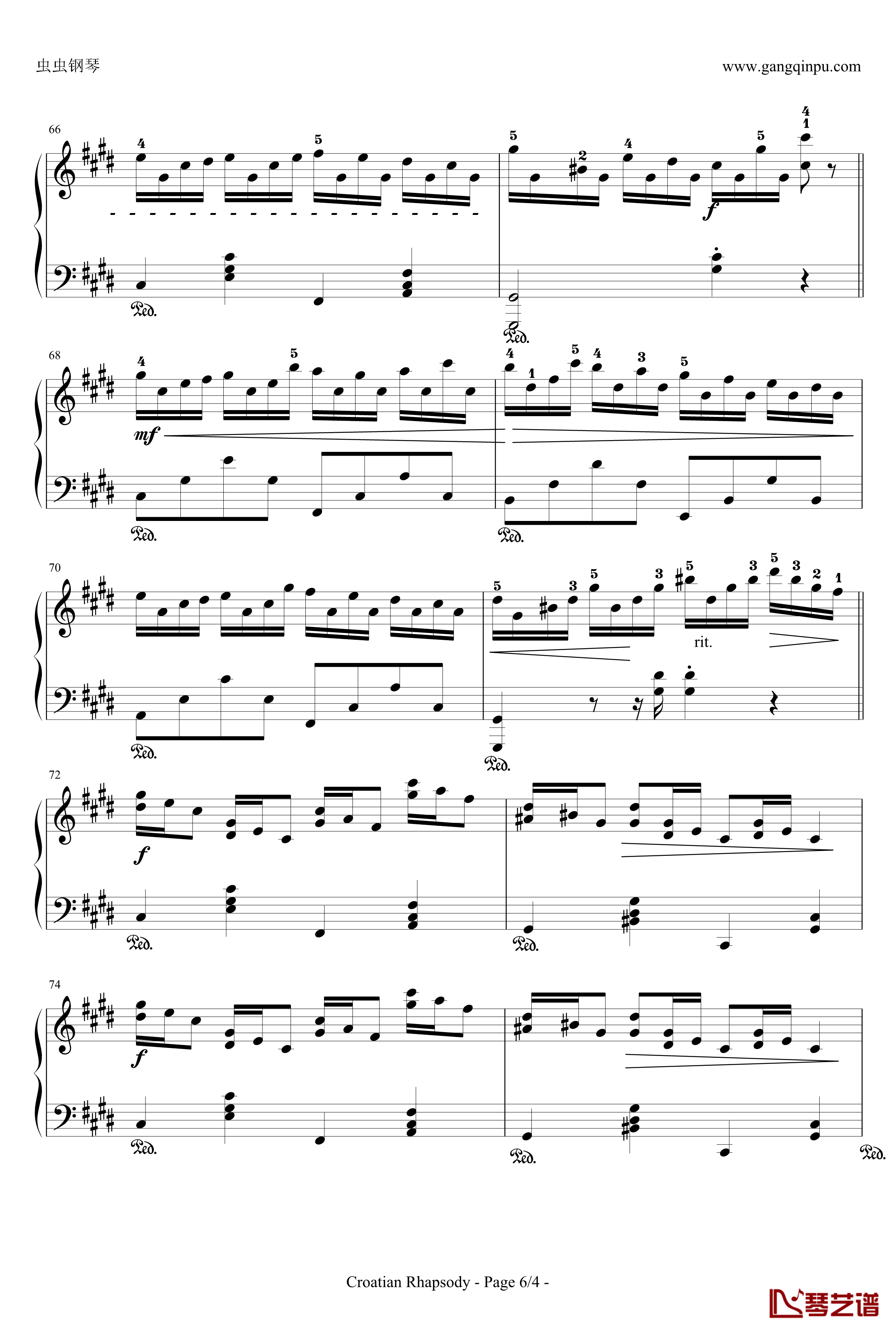 克罗地亚狂想曲钢琴谱-带指法简易版学生最爱-马克西姆-Maksim·Mrvica6