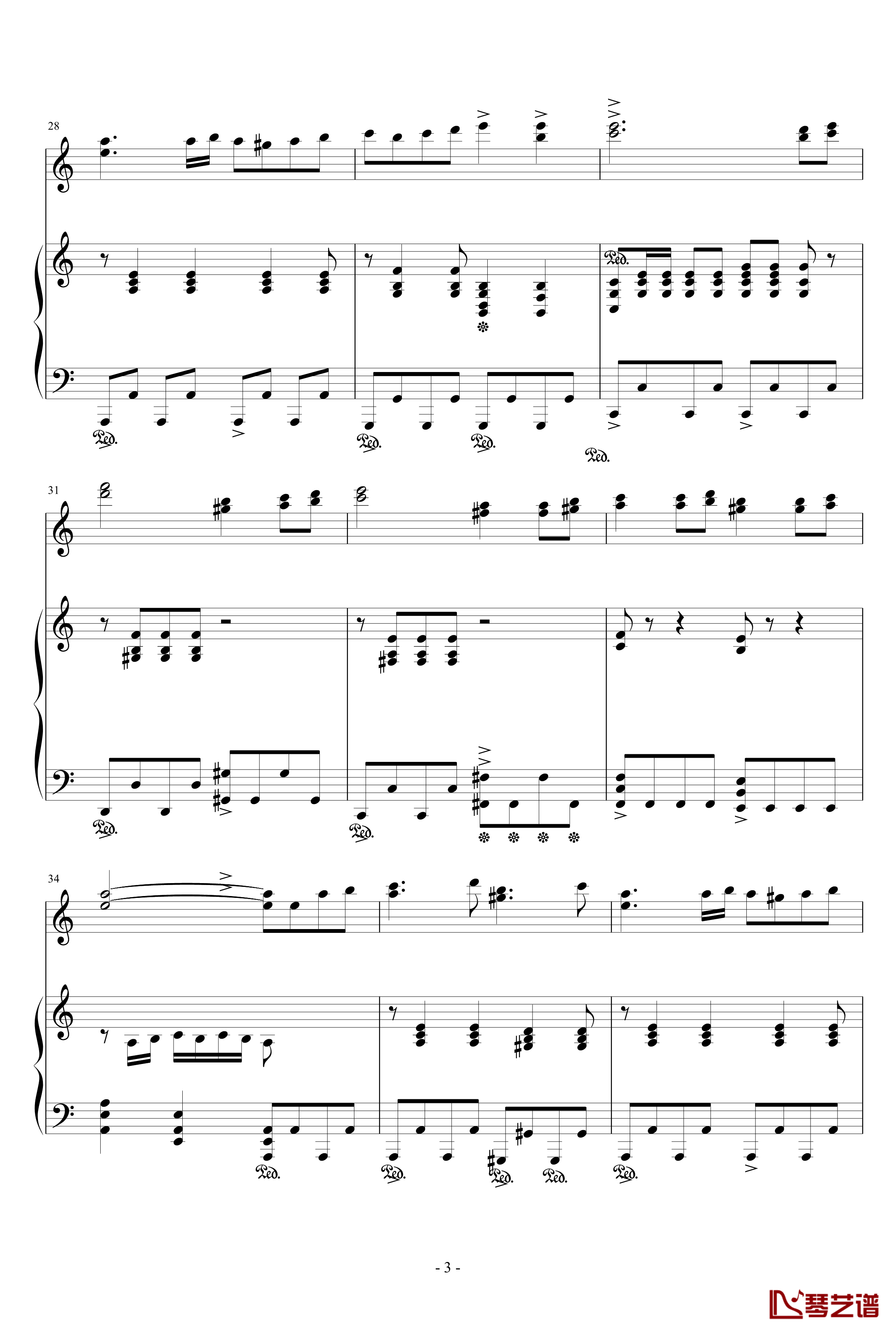 V3钢琴谱-小提琴钢琴协奏-快乐小陆鹿3