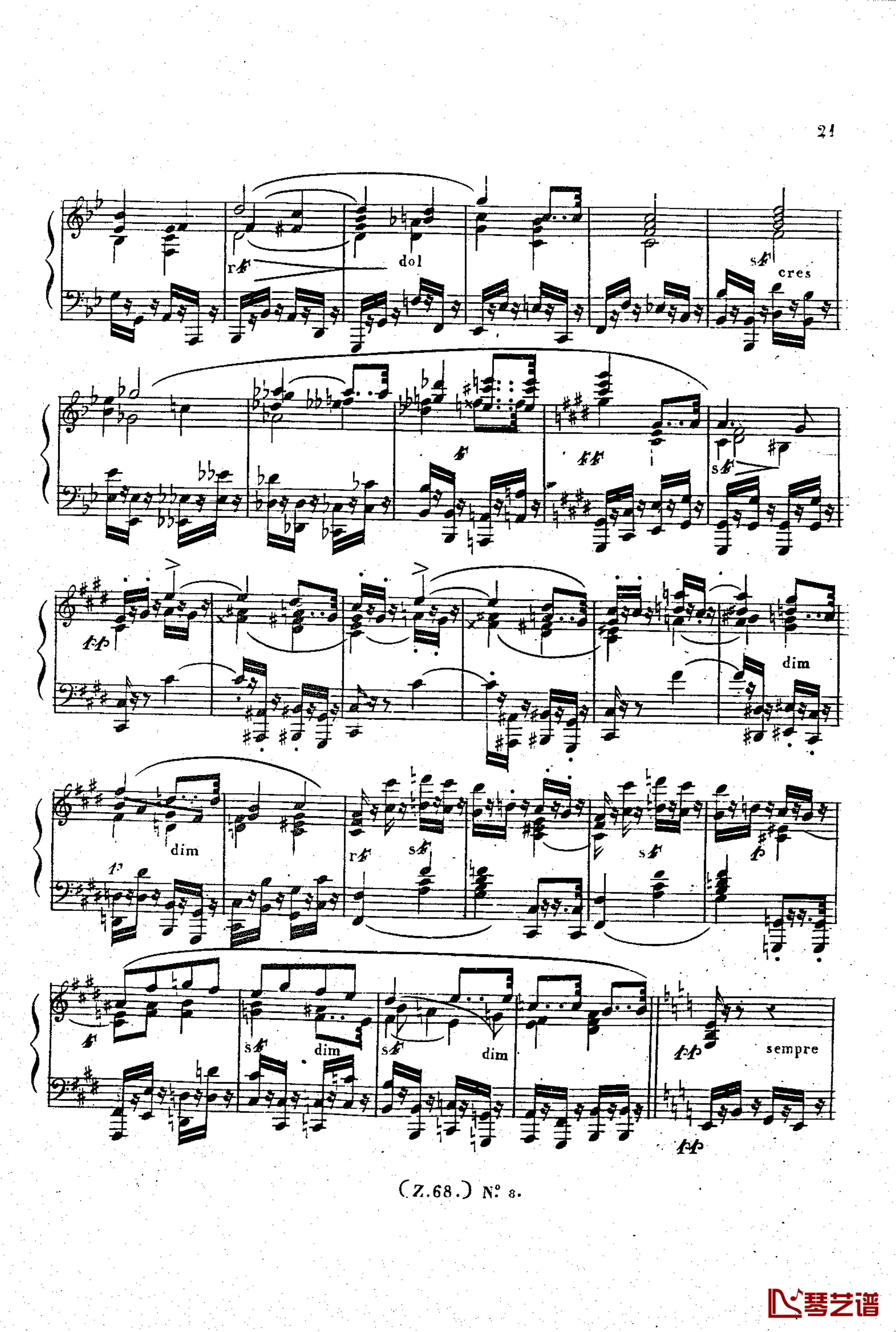  d小调第六钢琴奏鸣曲 Op.124钢琴谱-车尔尼-Czerny22