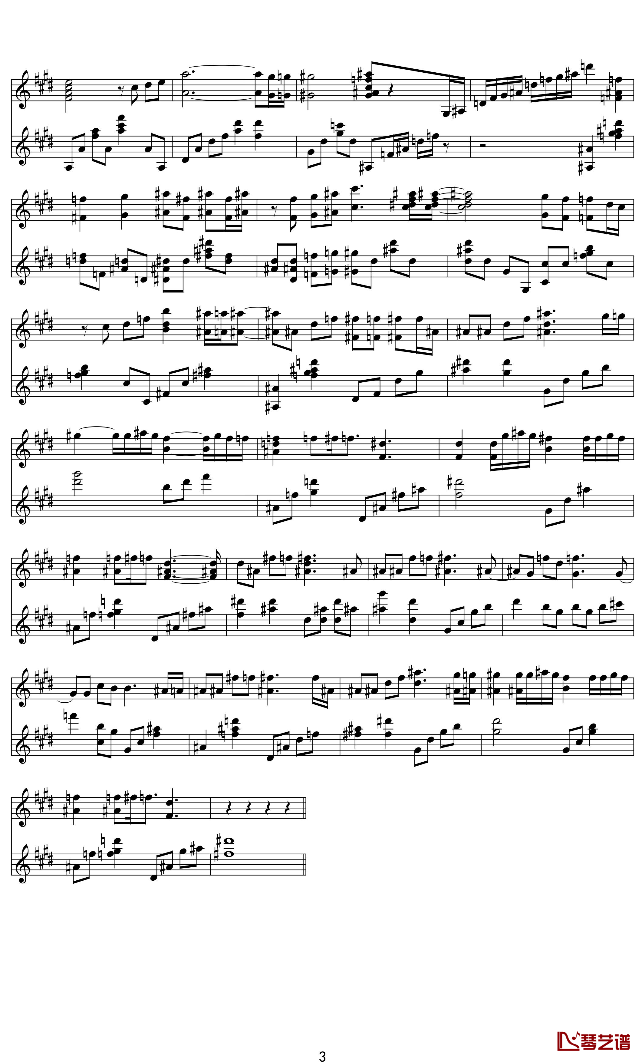 月半小夜曲钢琴谱-Paul Liu改编版-同同制谱3