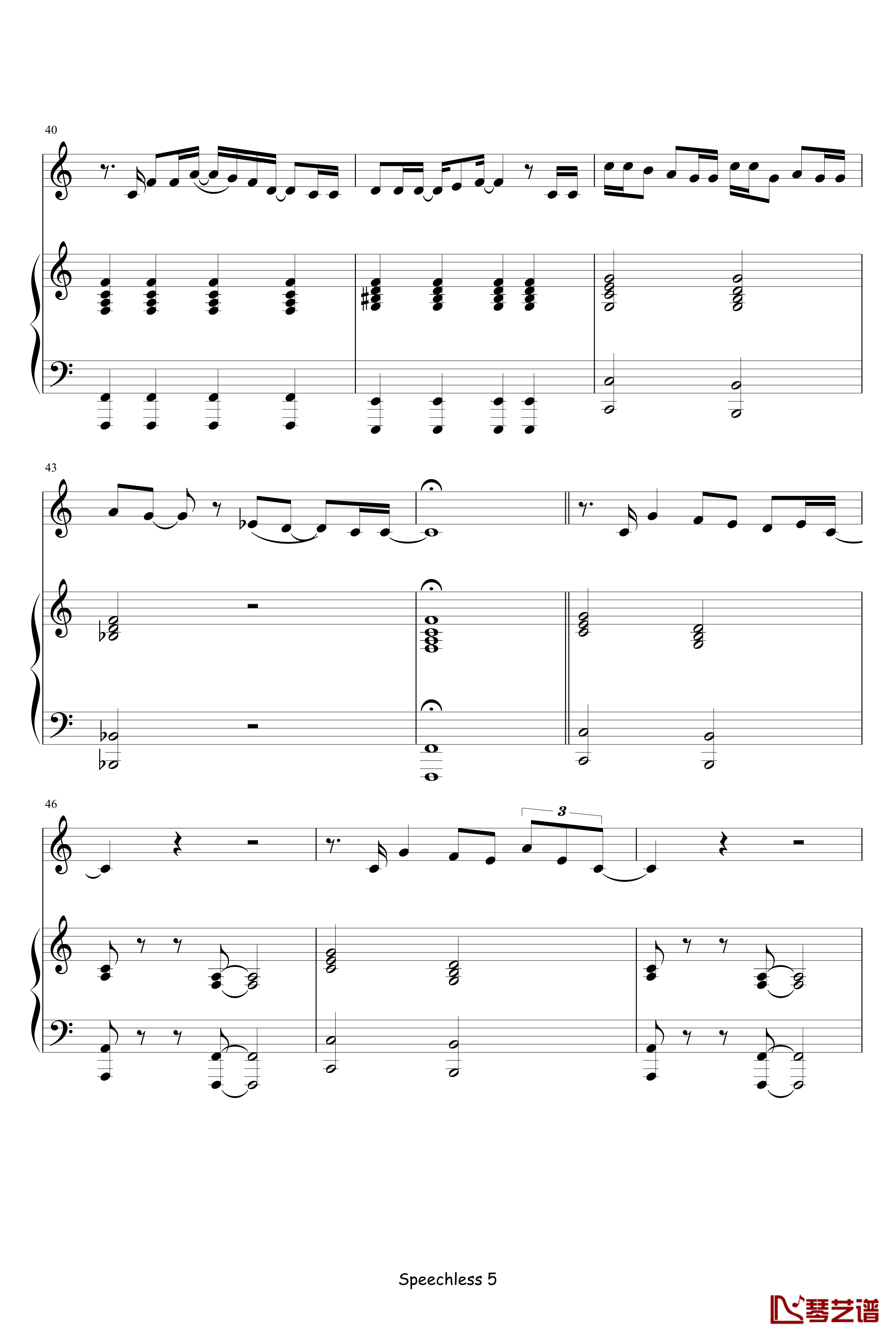 Speechless钢琴谱-原版琴谱-Lady GaGa5