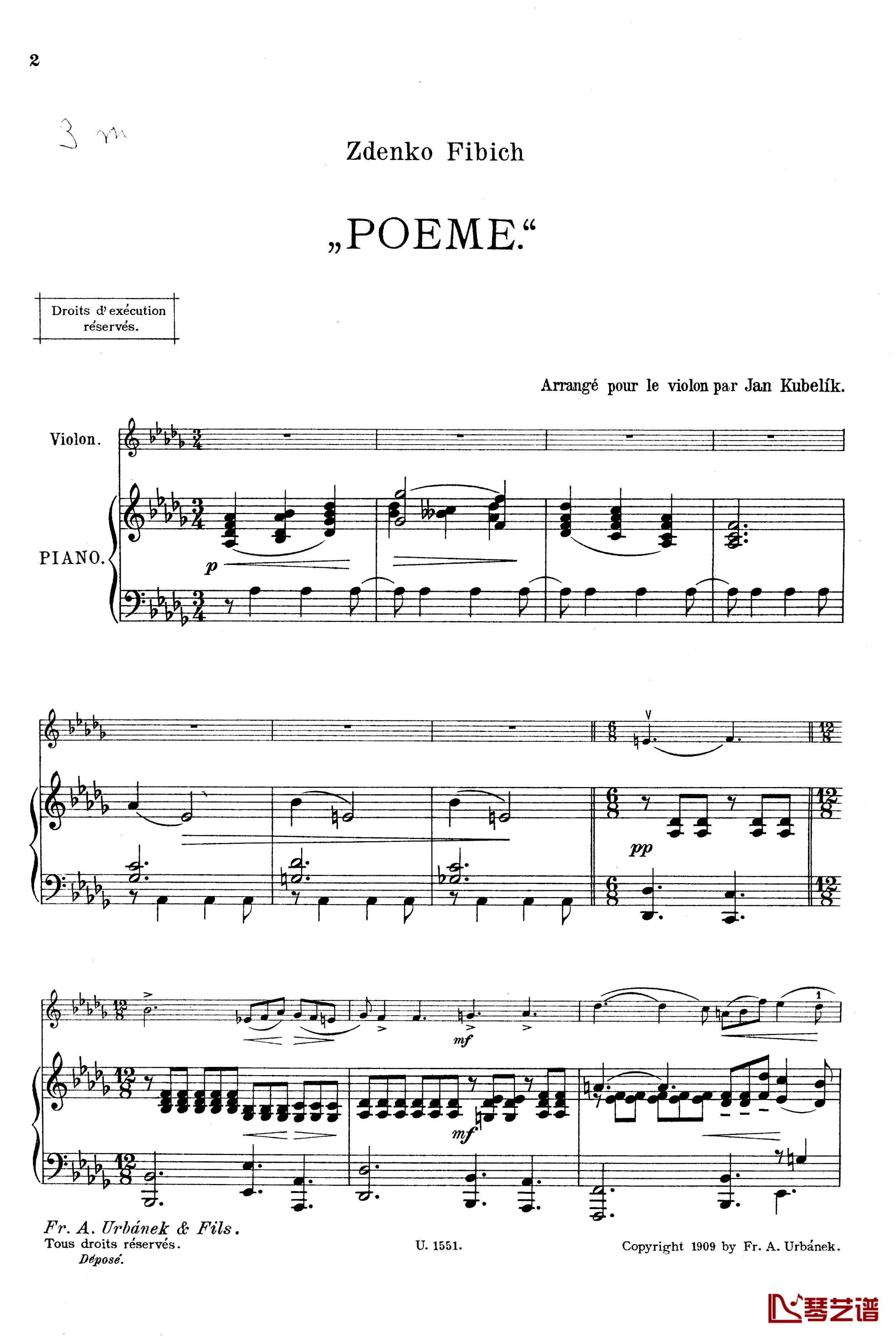 音诗 Op.39钢琴谱-菲比赫-钢琴与小提琴2