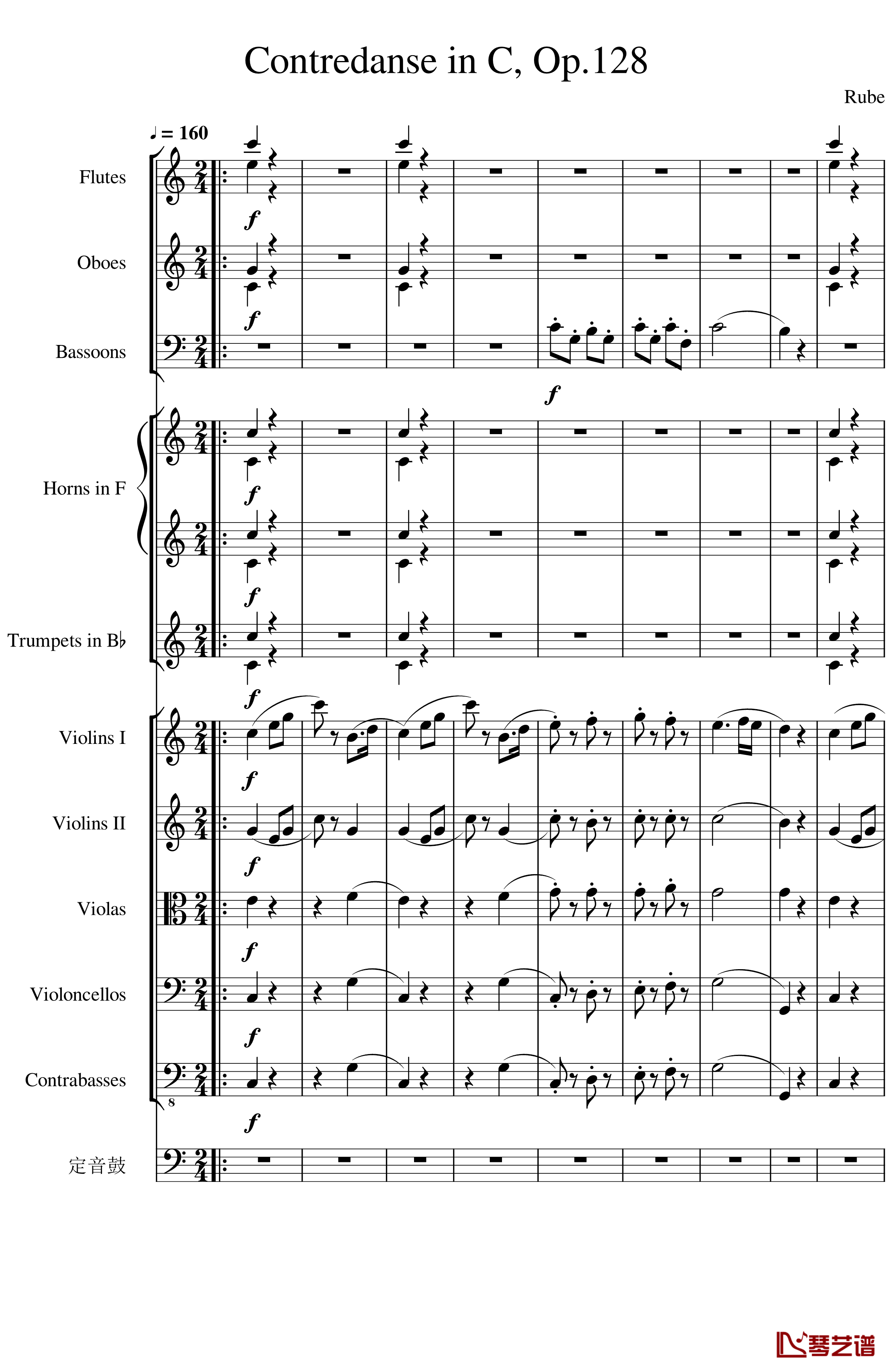 Contradance in C, Op.128-一个球-钢琴谱1