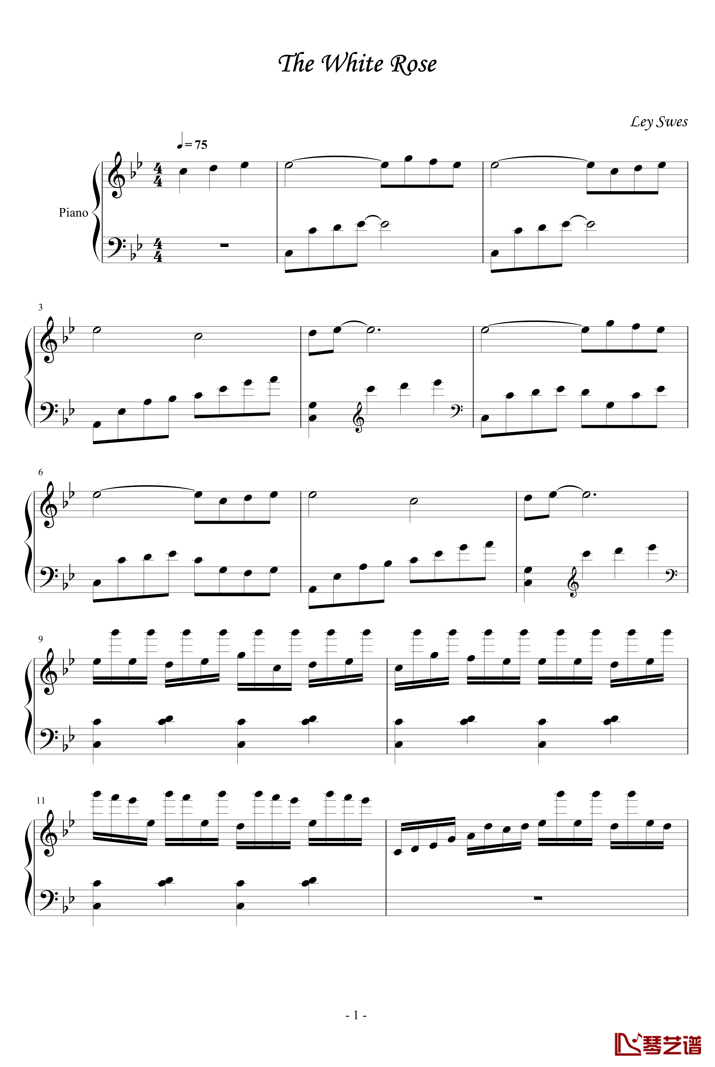 The White Rose钢琴谱-For York-竹昔1