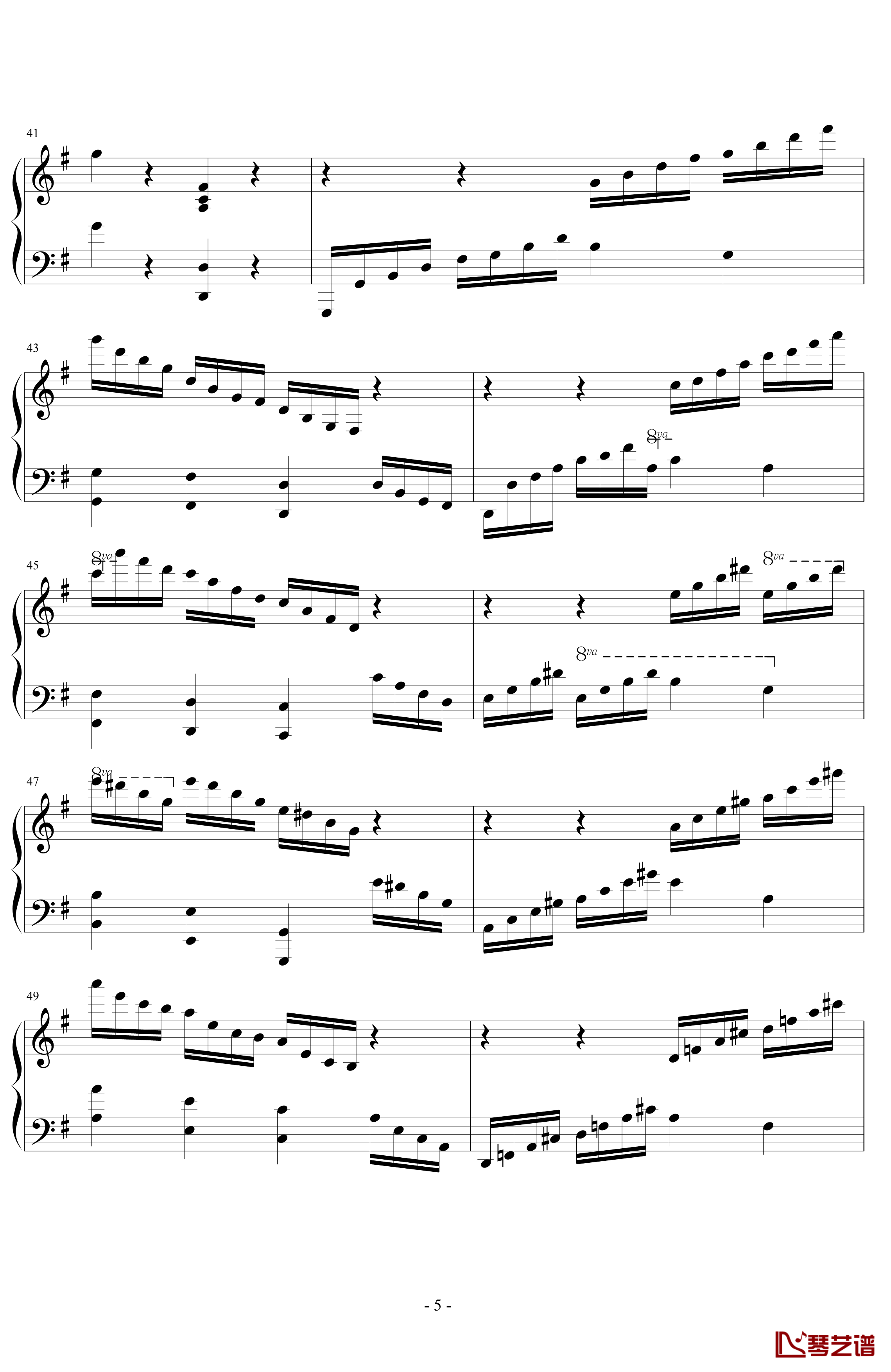 G大调第五练习曲钢琴谱-PARROT1865