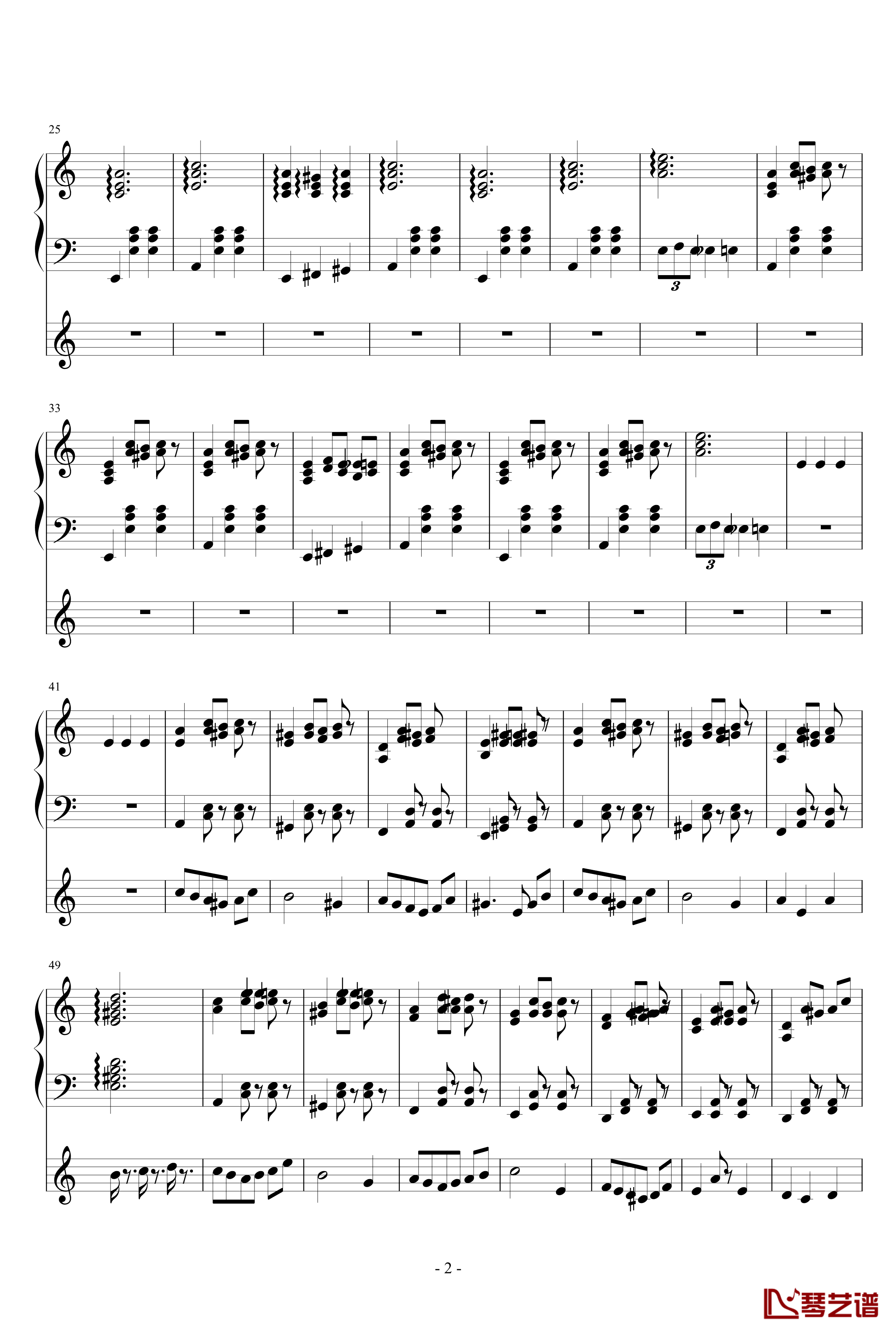 华尔兹钢琴谱-钢琴小提琴总谱-千竹何-化装舞会的A小调2