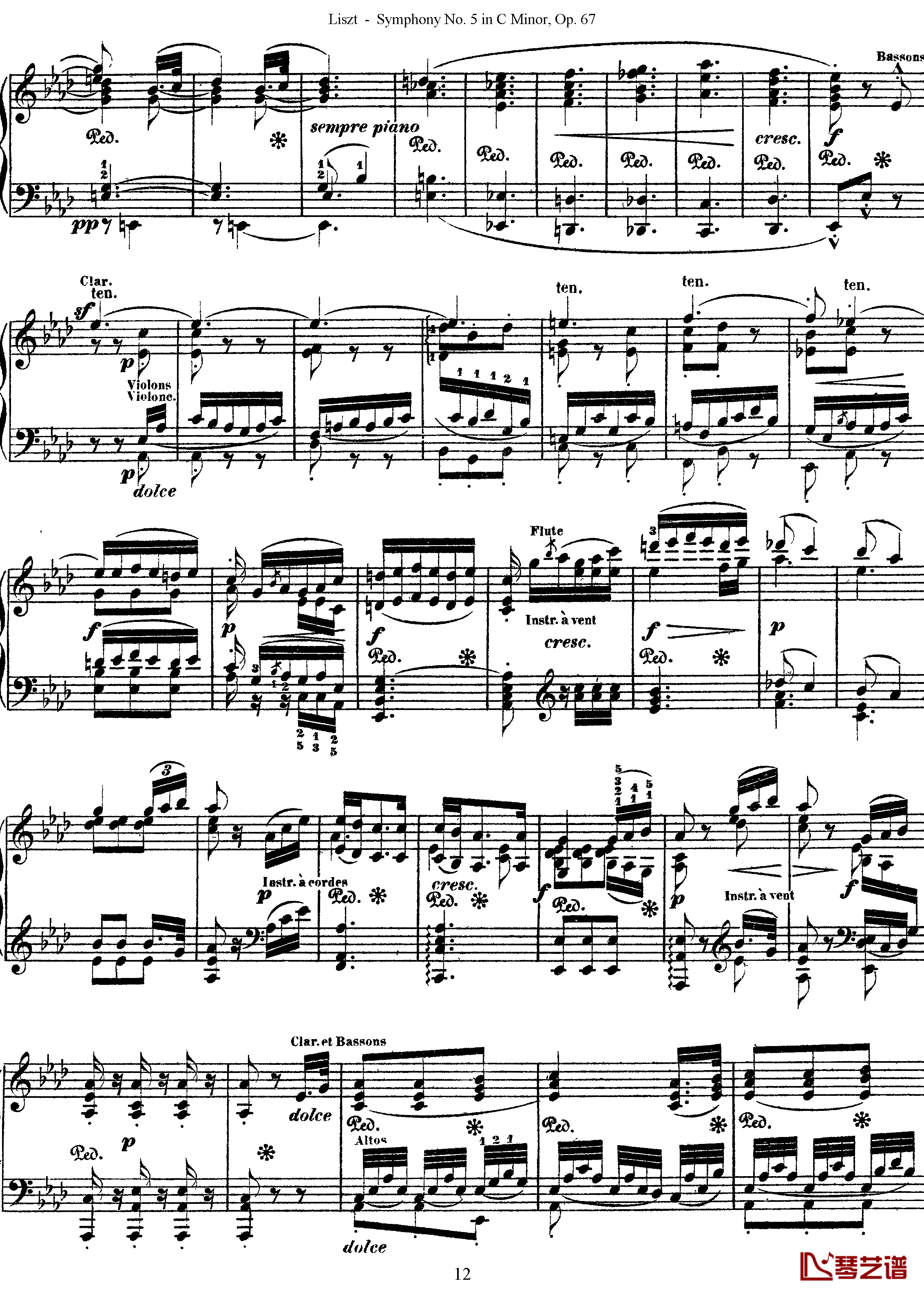 第五交响乐的钢琴曲钢琴谱-李斯特-李斯特改编自贝多芬12