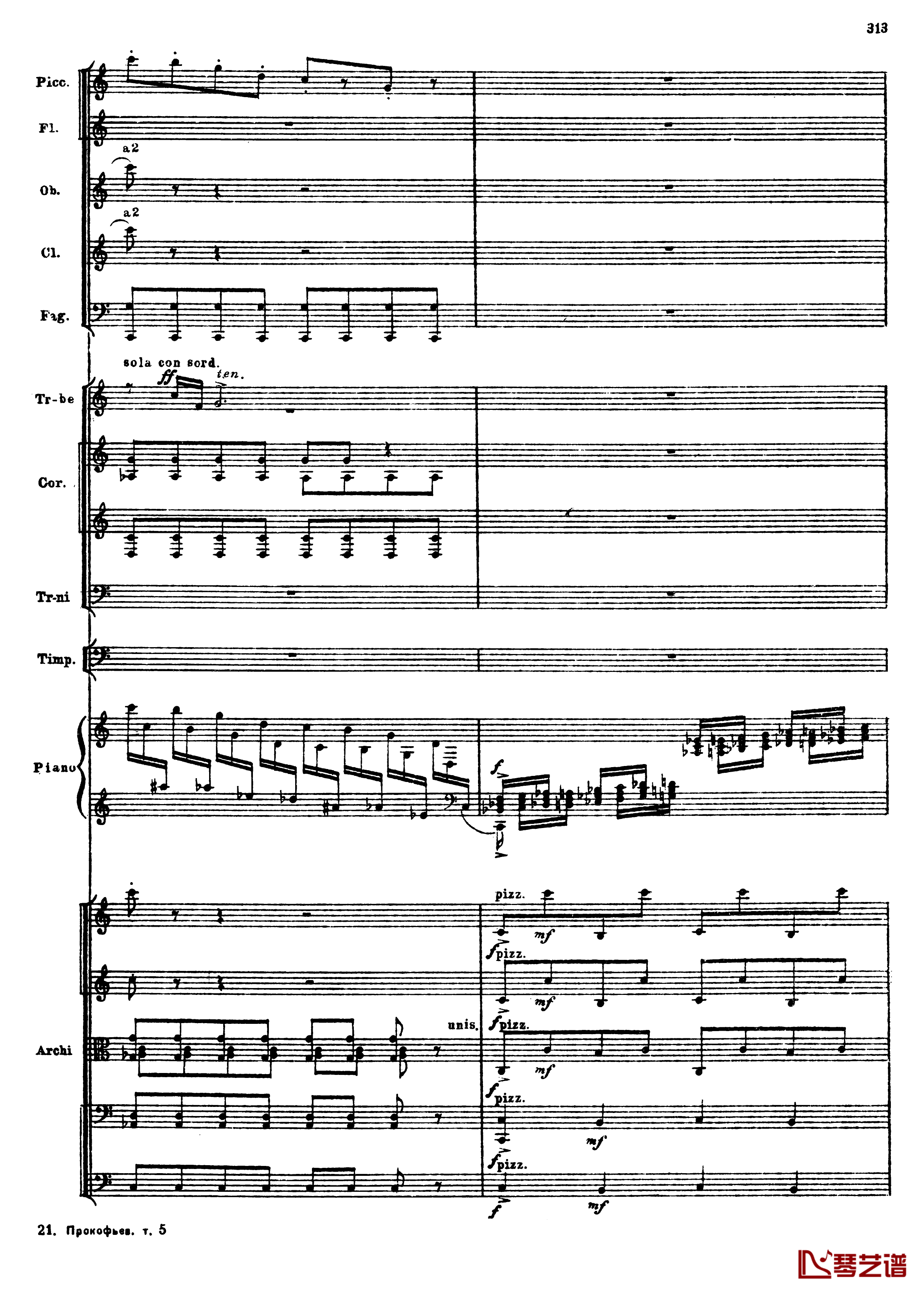 普罗科菲耶夫第三钢琴协奏曲钢琴谱-总谱-普罗科非耶夫45
