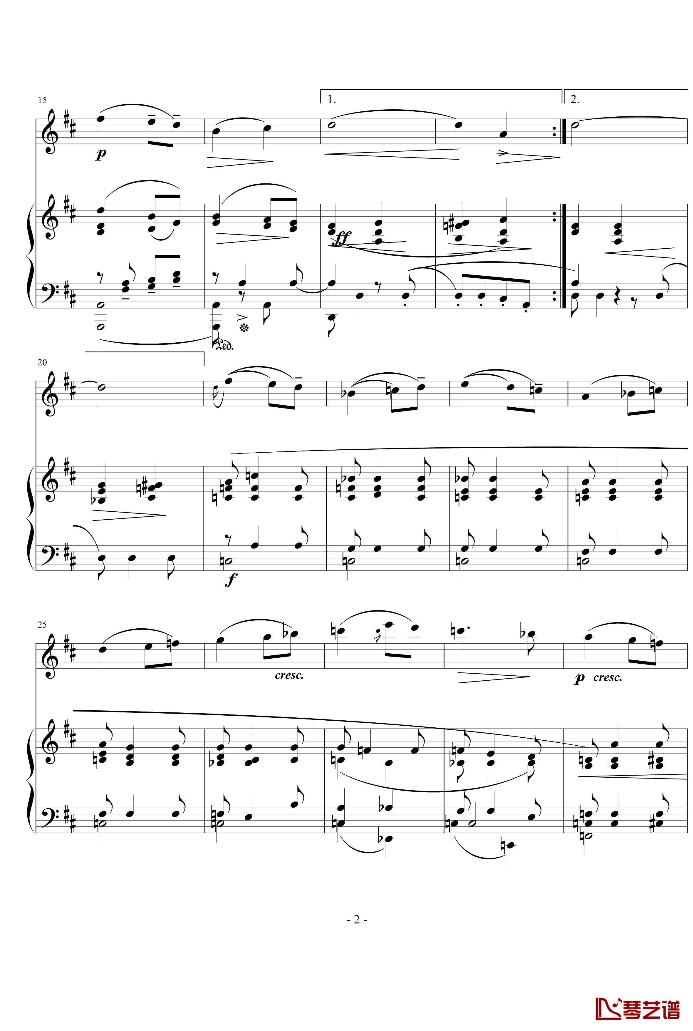 爱的致意钢琴谱-D大调-Edward Elgar2
