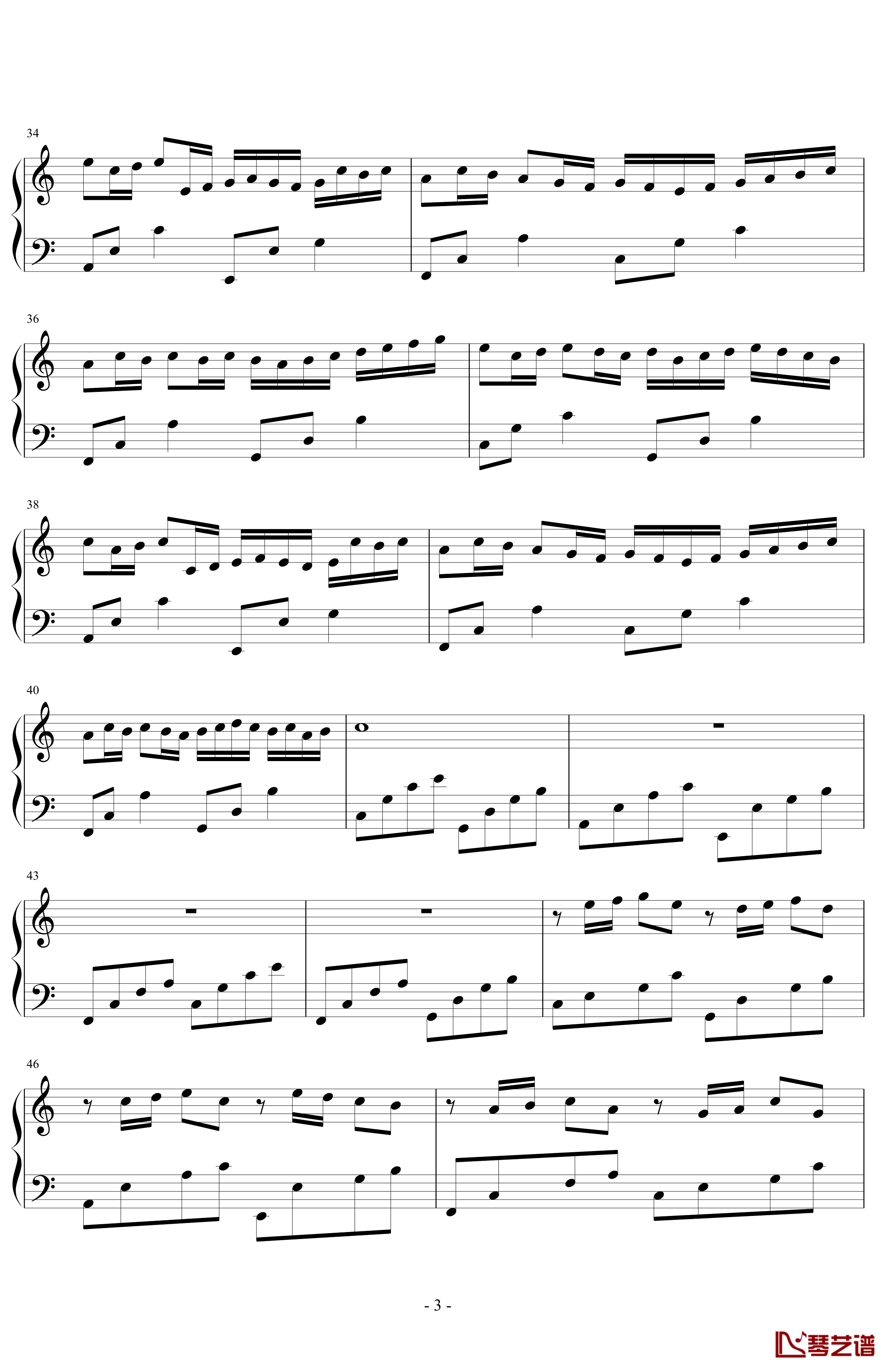 卡农钢琴谱-C大调简易版-帕赫贝尔-Pachelbel3