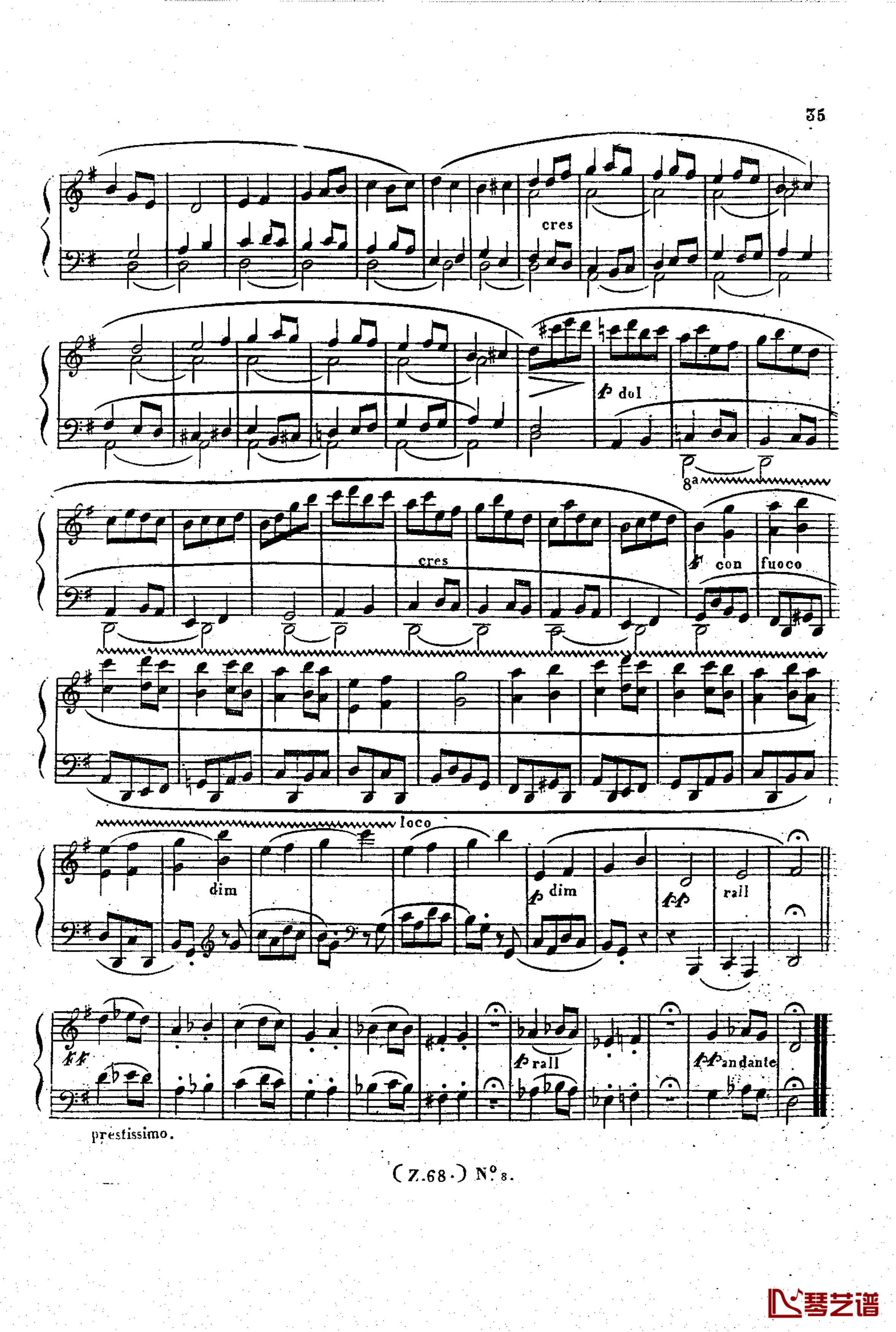  d小调第六钢琴奏鸣曲 Op.124钢琴谱-车尔尼-Czerny36