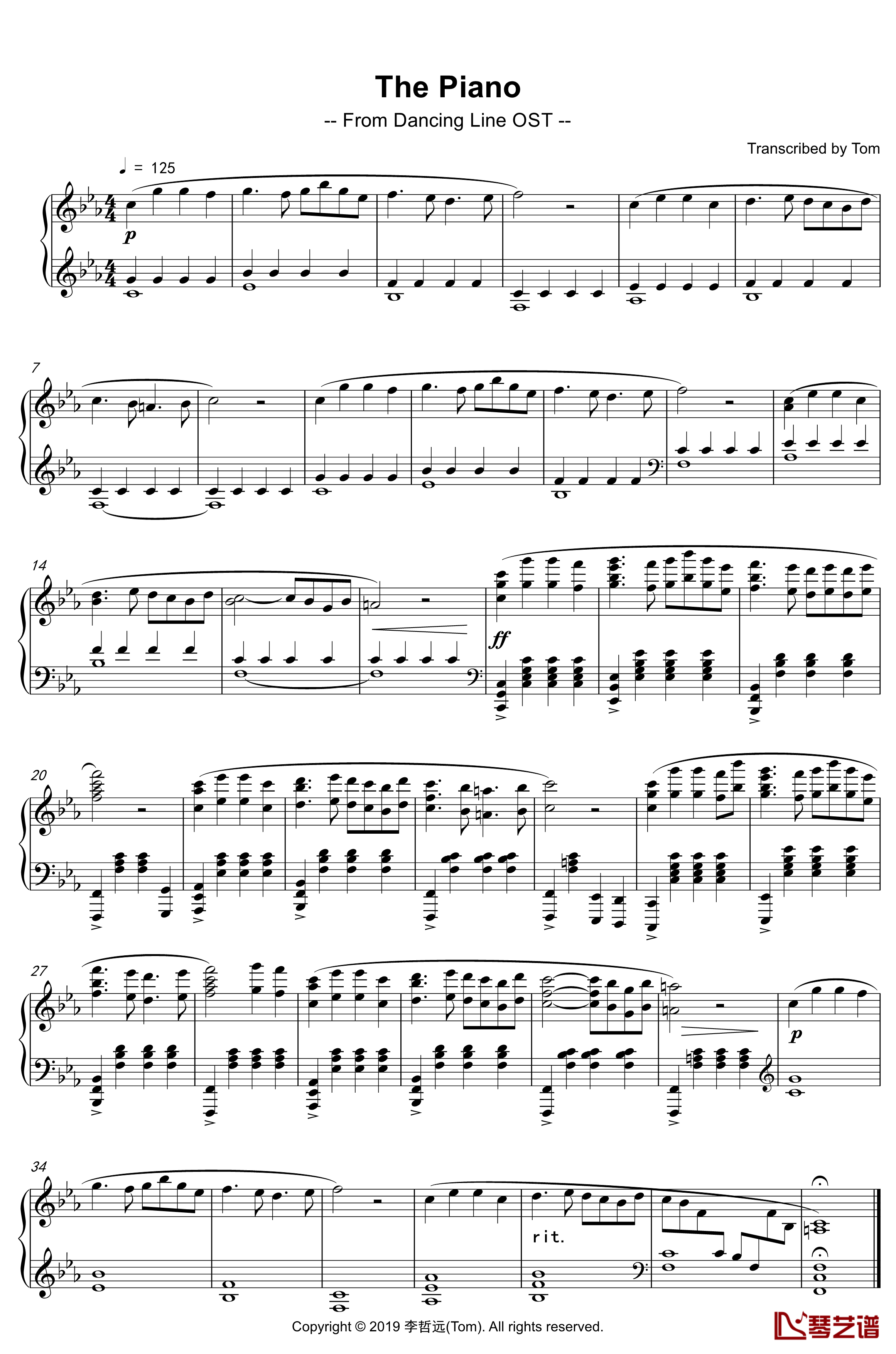The Piano钢琴谱-跳舞的线-Dancing Line OST1