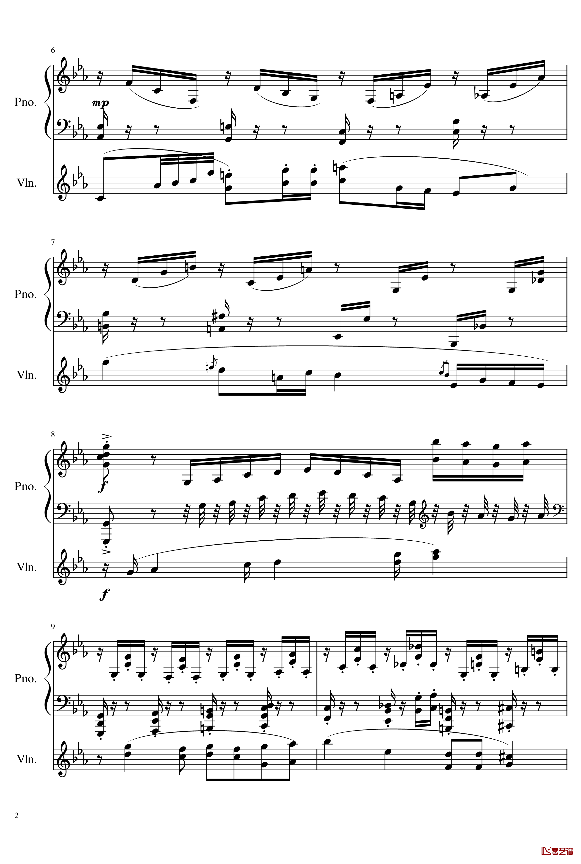 小温狂想曲2.16钢琴谱-钢琴与小提琴奏鸣曲-献给巴托克-一个球2