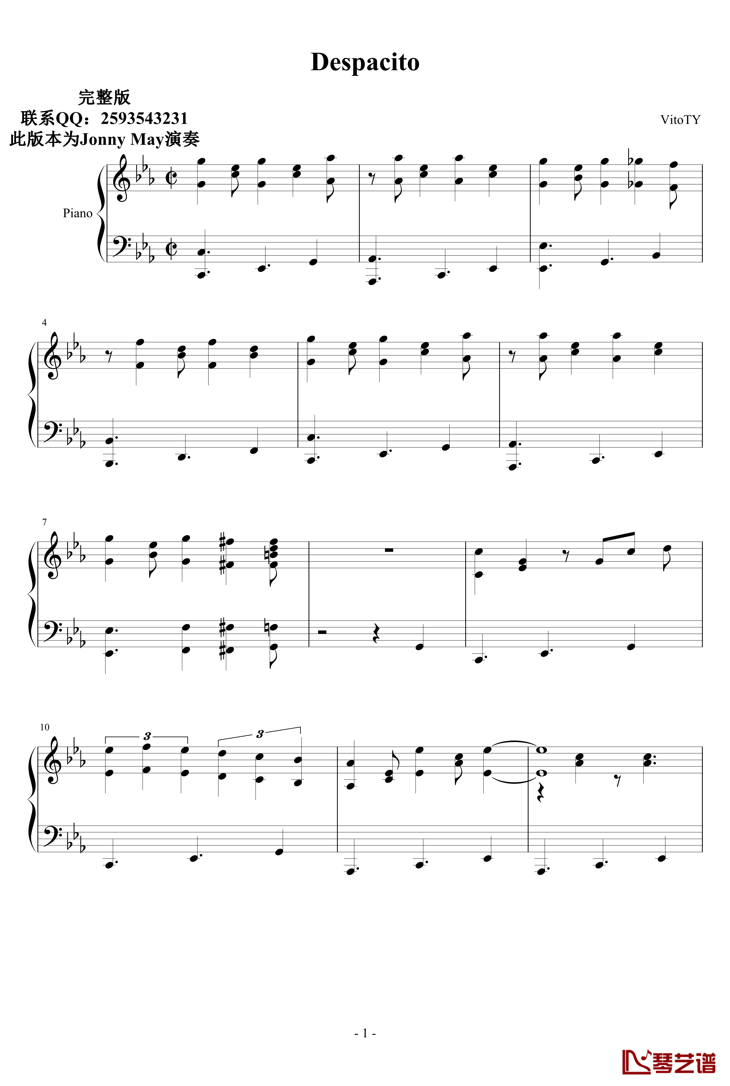 拉丁Jazz钢琴谱-Luis Fonsi1