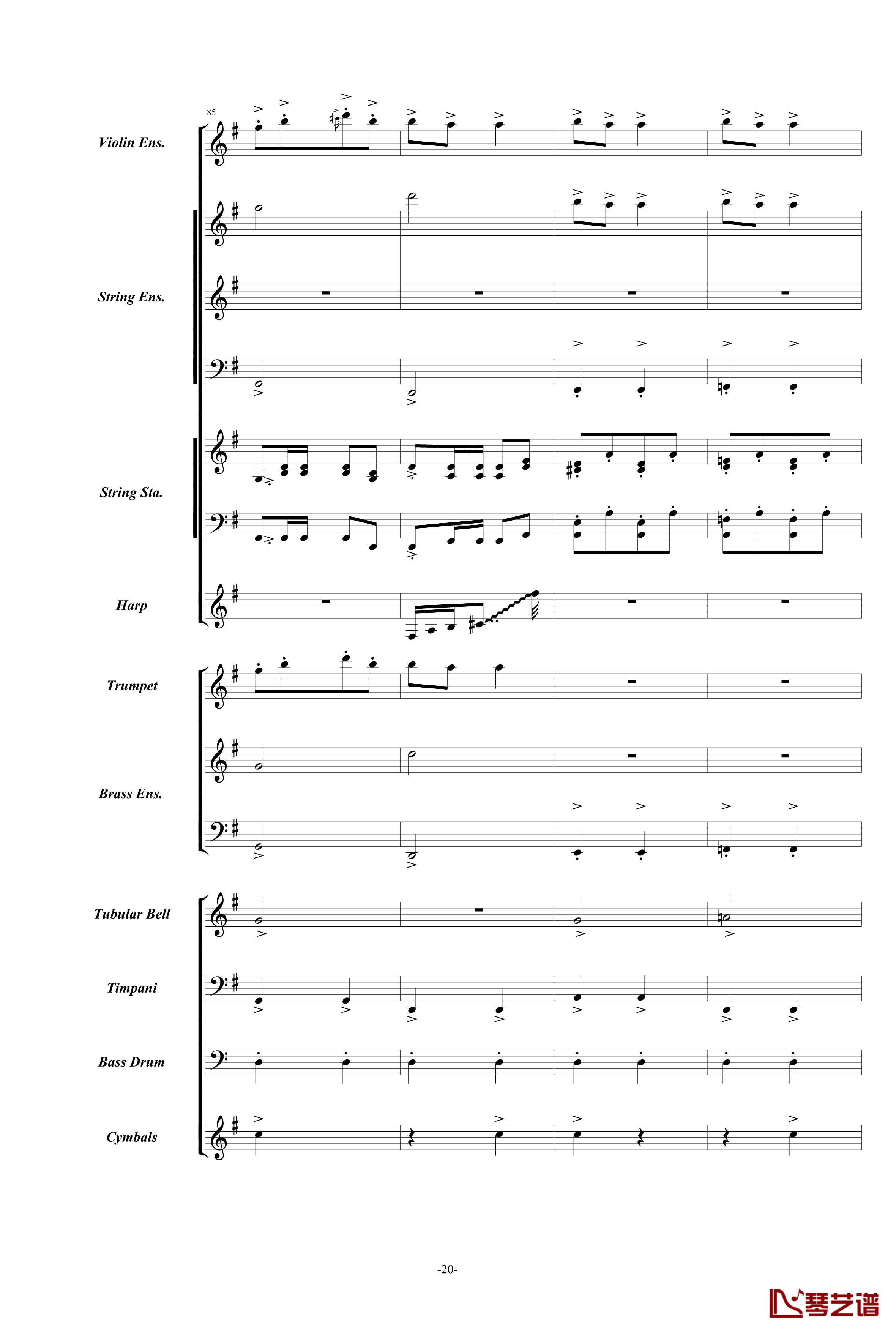 康康舞曲钢琴谱-震撼交响版总谱-奥芬巴赫20