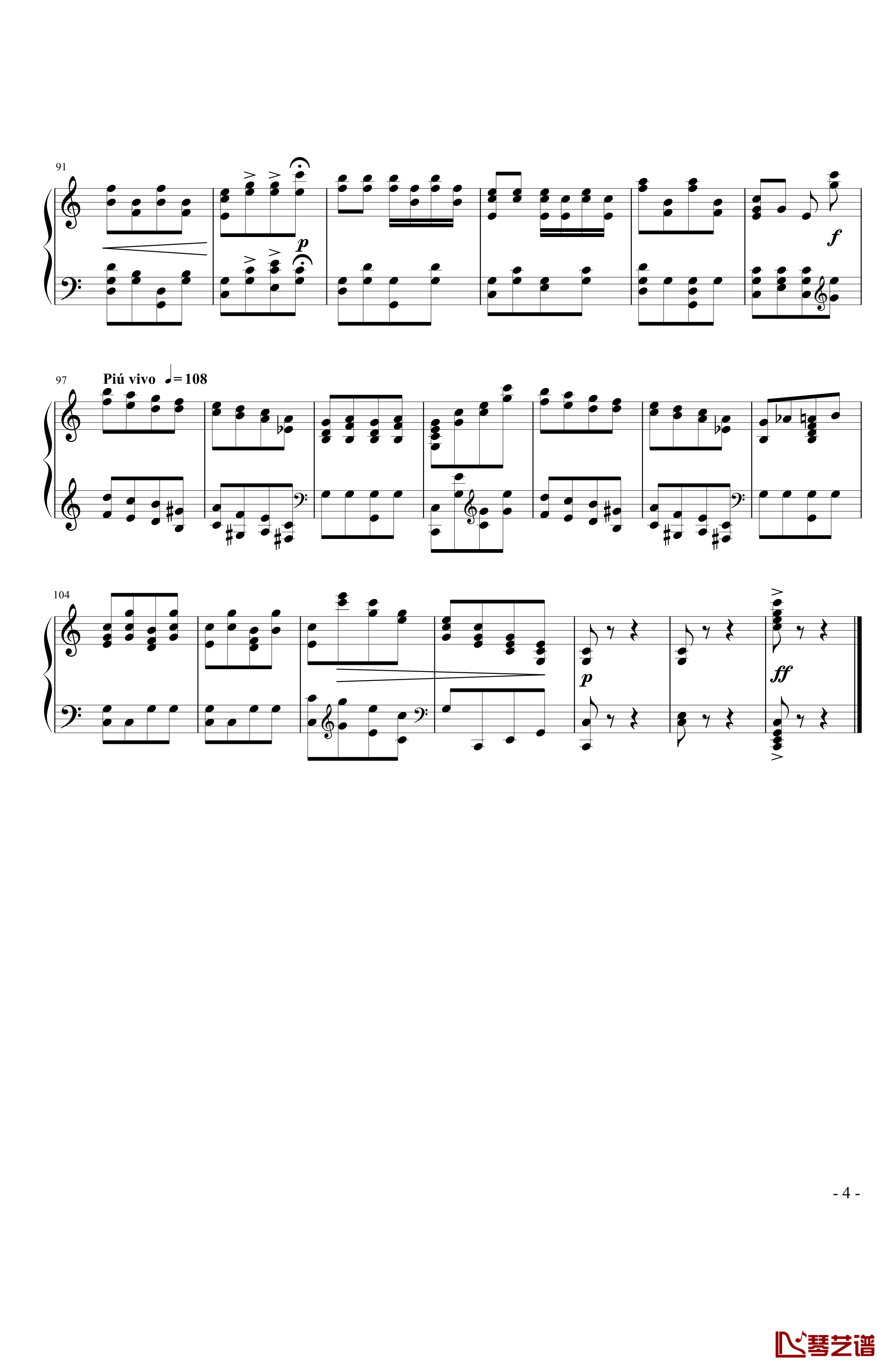 拨弦波尔卡钢琴谱-约翰·施特劳斯4
