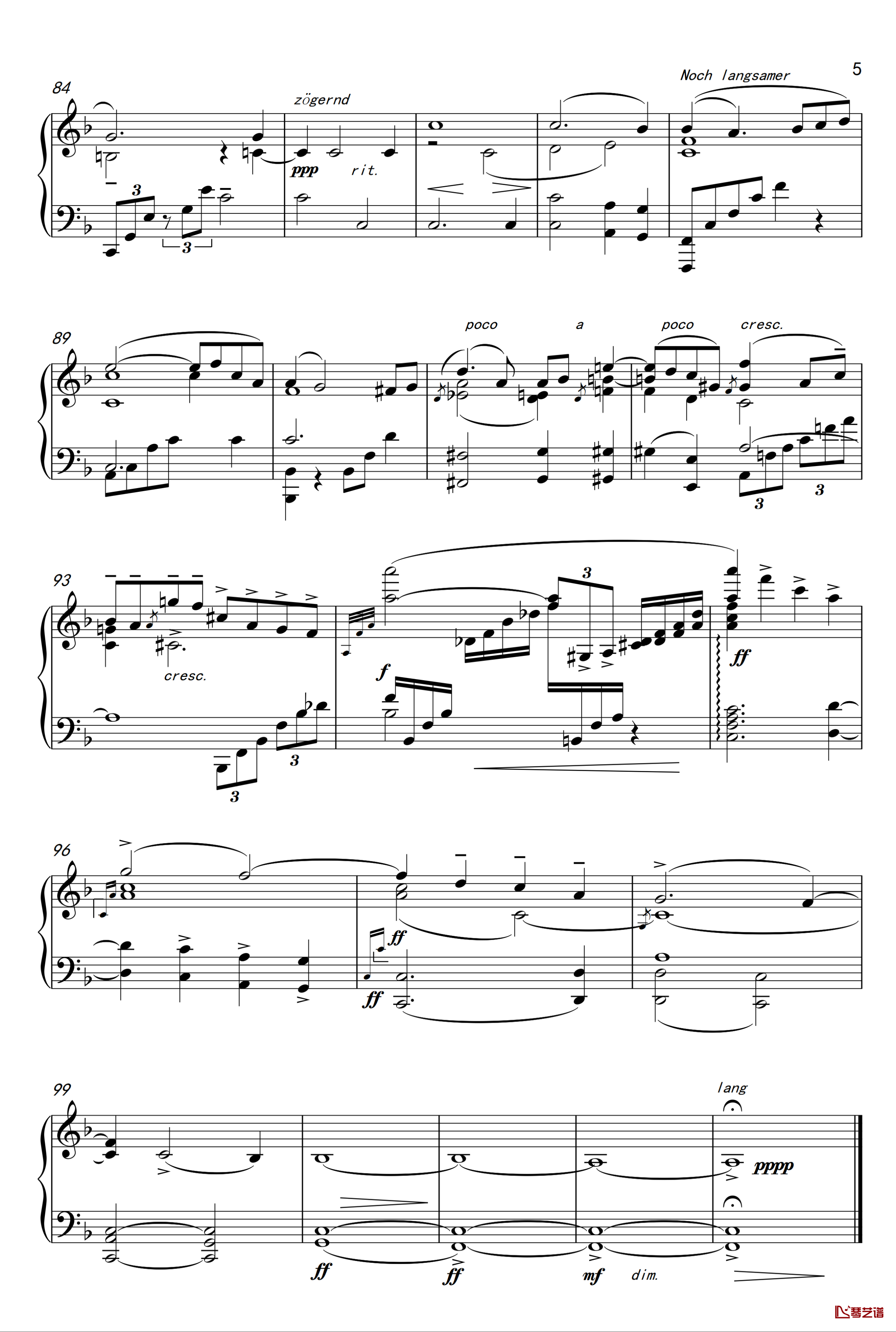 马勒第五交响曲 小柔板 钢琴谱-Mahler Symphony No.5 - 4. Adagietto 何佩勋编配-马勒-Z.D.Lin5