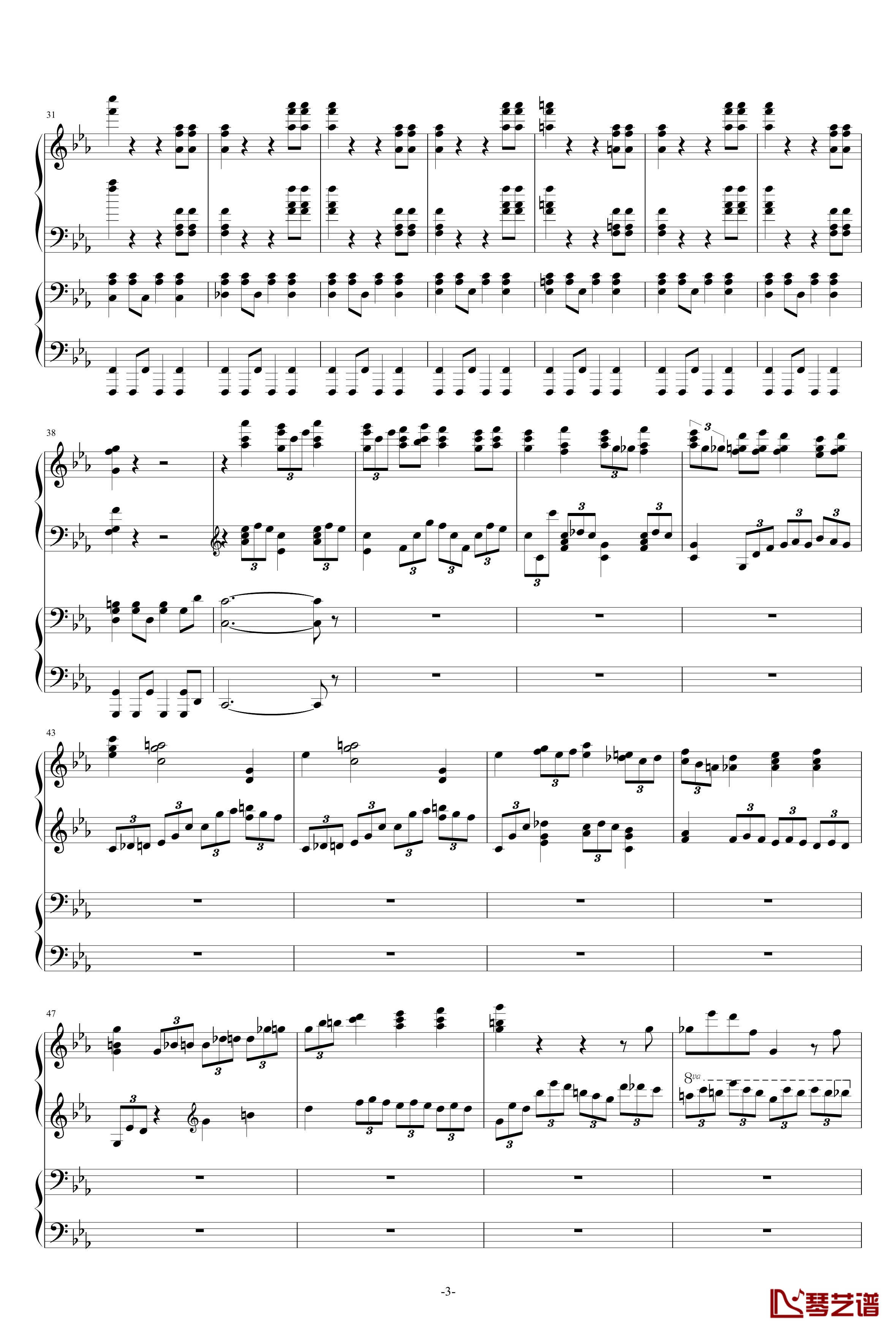 第二钢琴协奏曲第三乐章钢琴谱-拉赫玛尼诺夫3