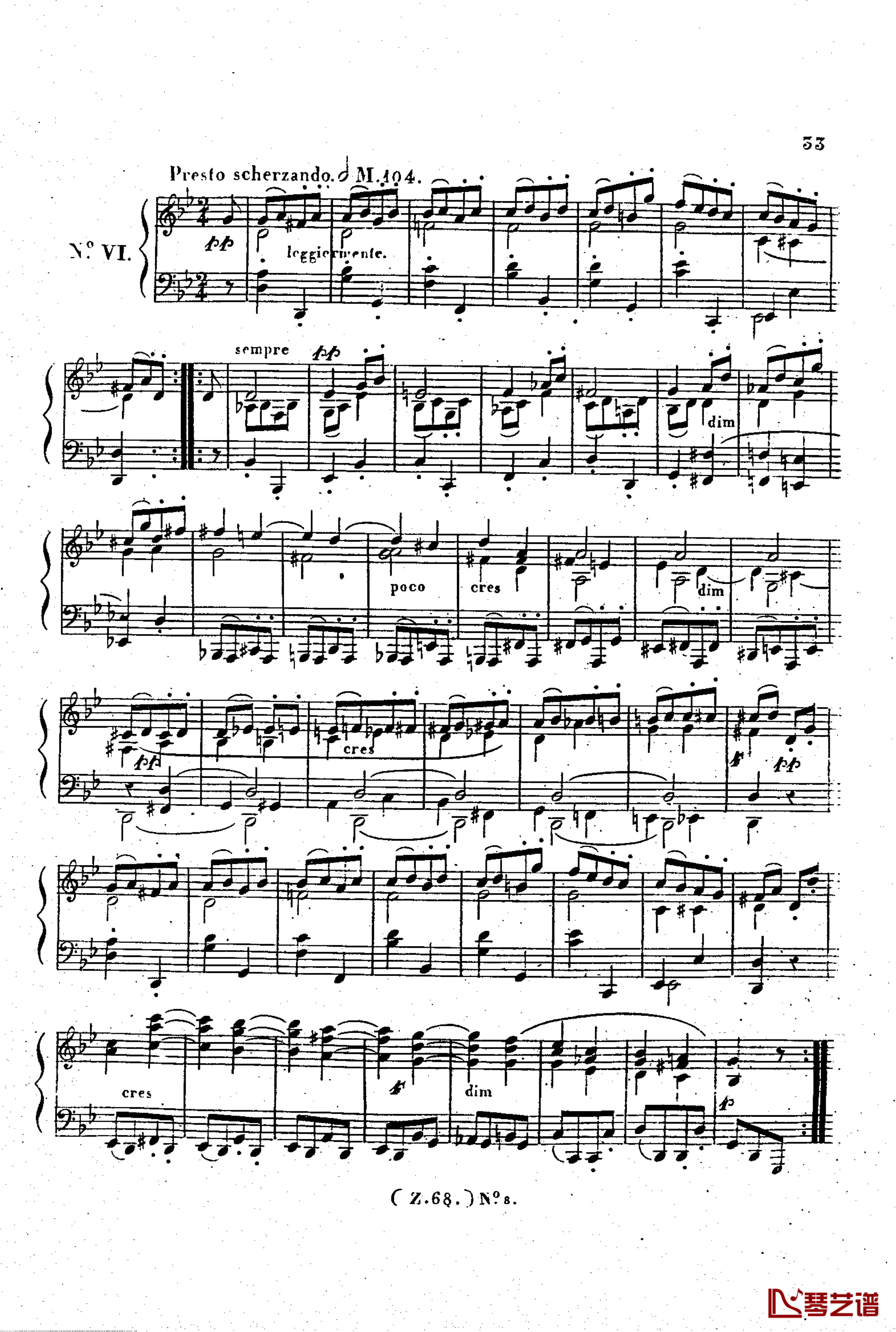  d小调第六钢琴奏鸣曲 Op.124钢琴谱-车尔尼-Czerny34
