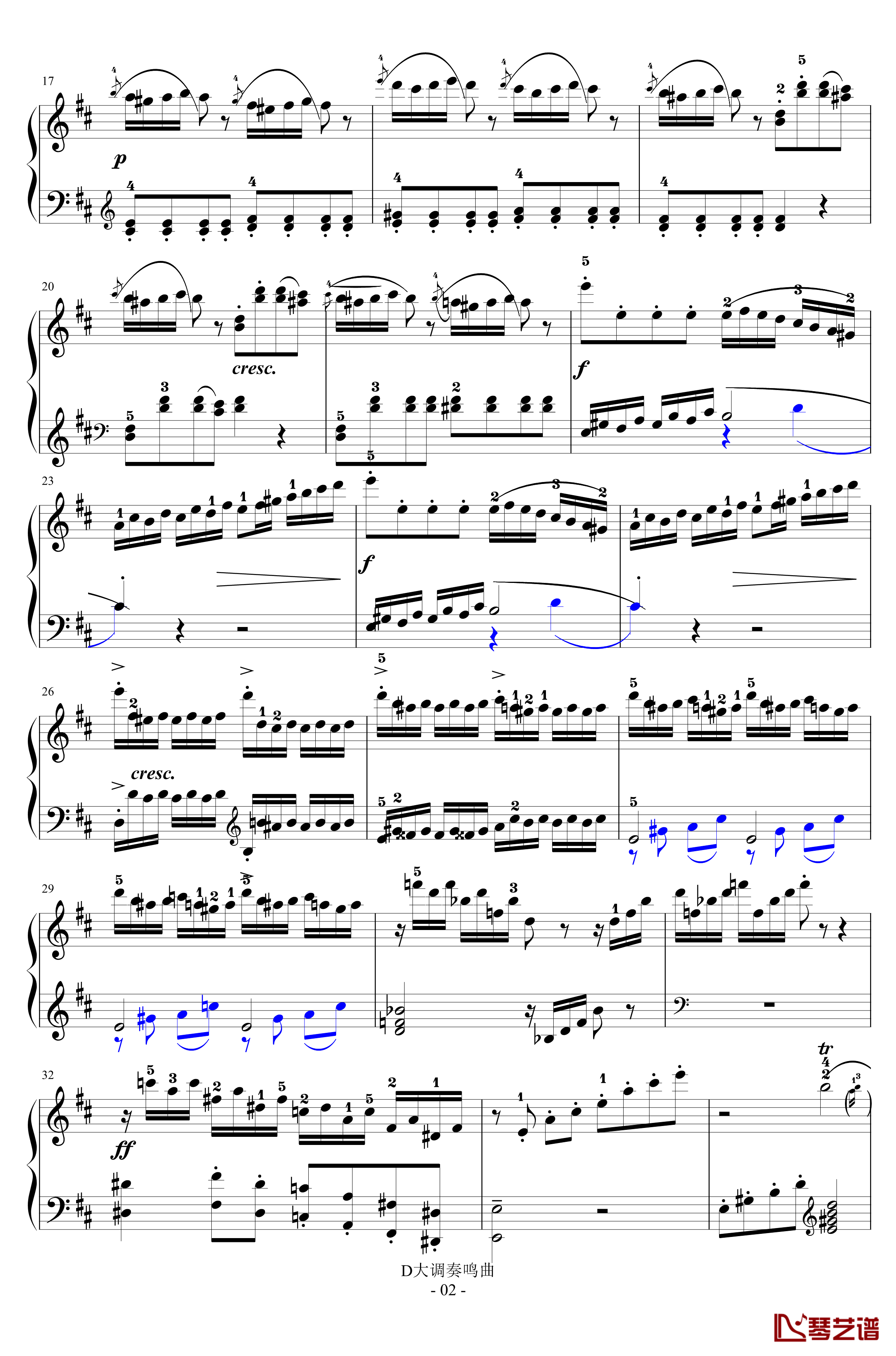 D大调奏鸣曲第一乐章钢琴谱-海顿2