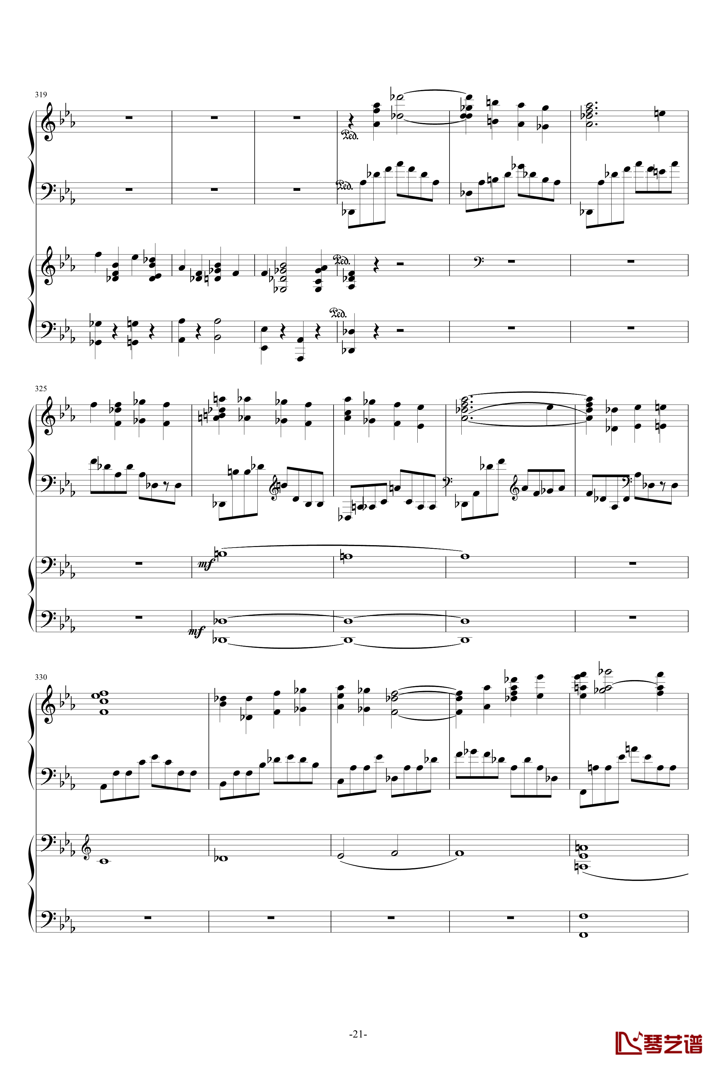 c小调第二钢琴协奏曲第三乐章钢琴谱-拉赫马尼若夫21