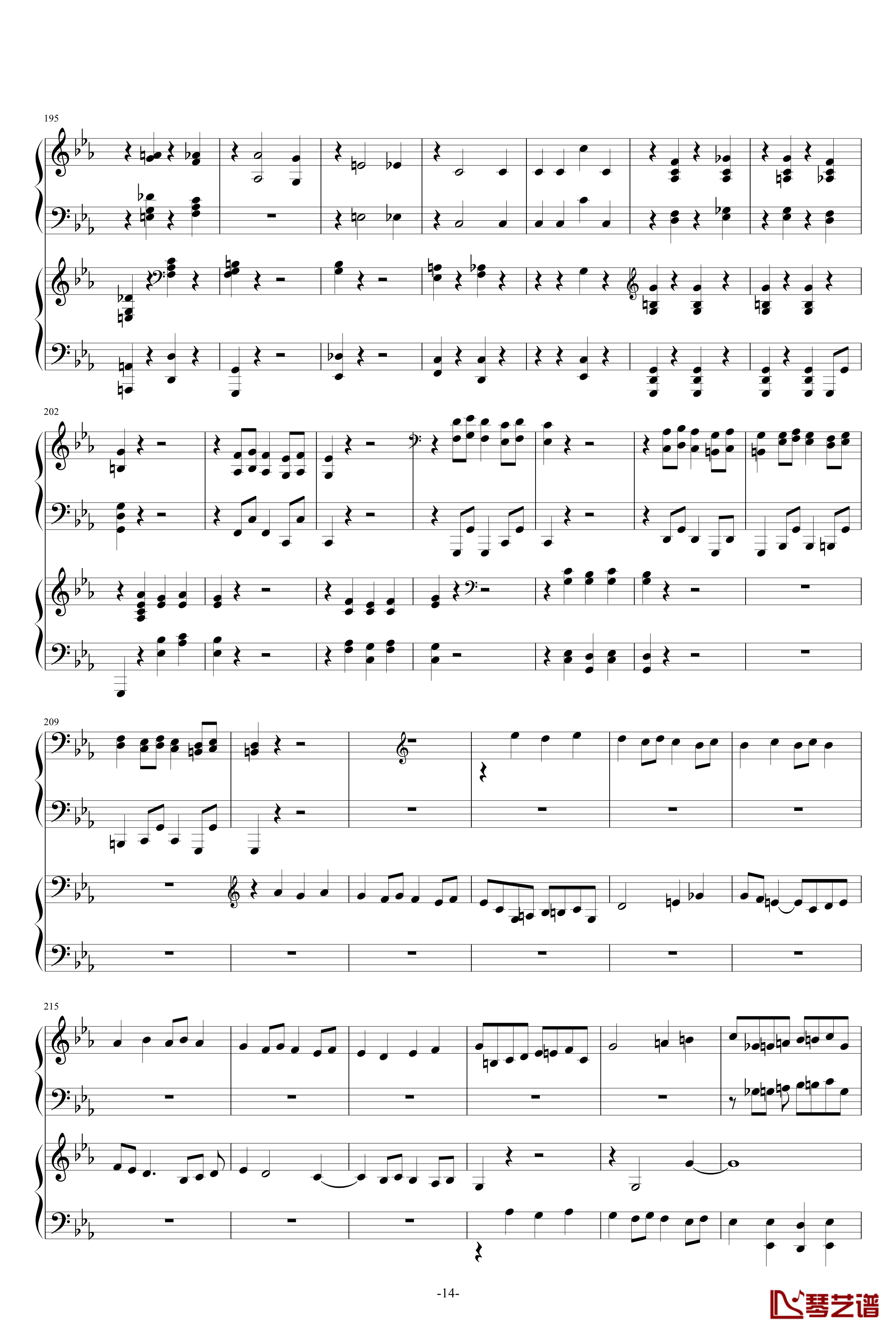c小调第二钢琴协奏曲第三乐章钢琴谱-拉赫马尼若夫14