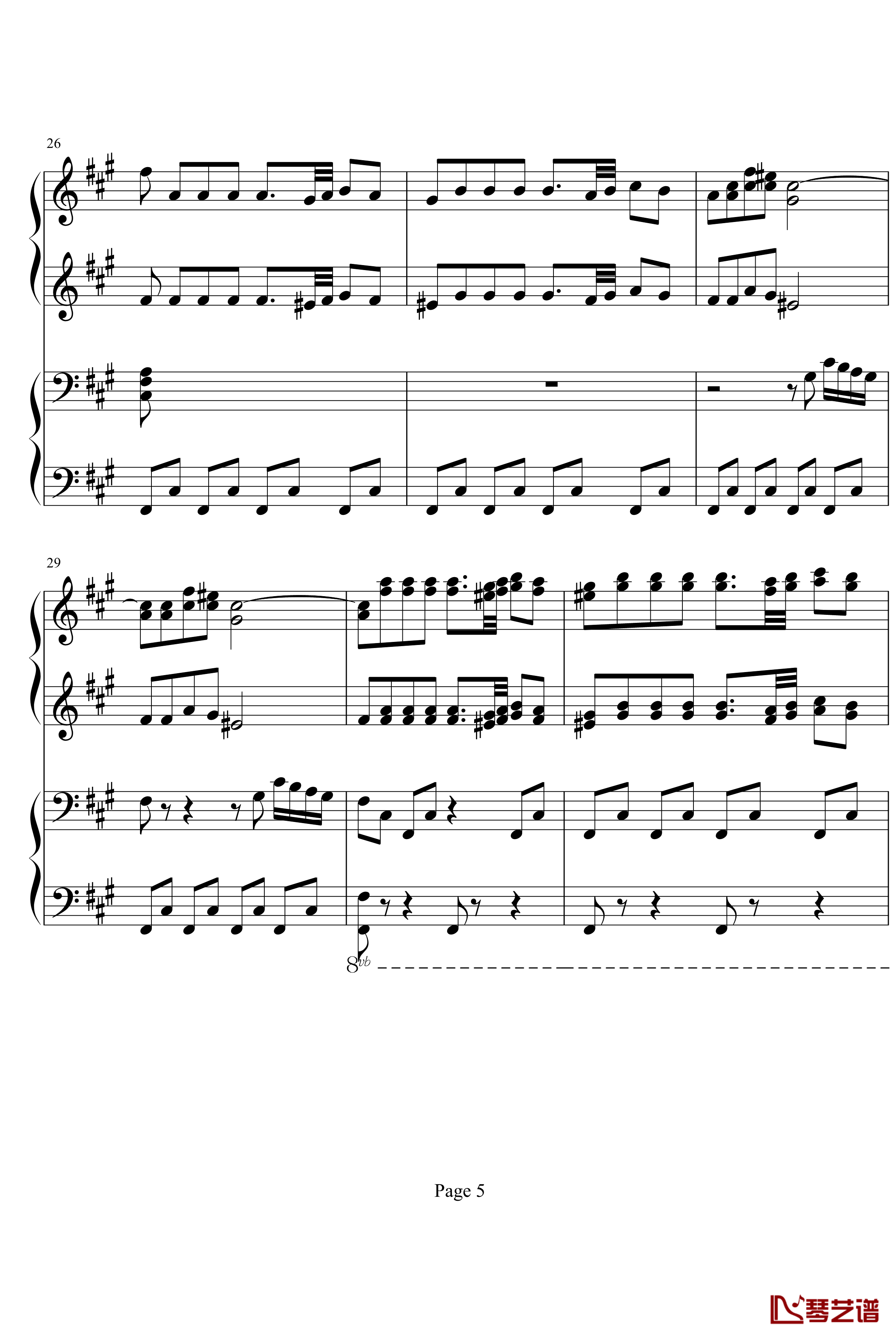 四小天鹅舞曲钢琴谱-柴科夫斯基-四手联弹版5
