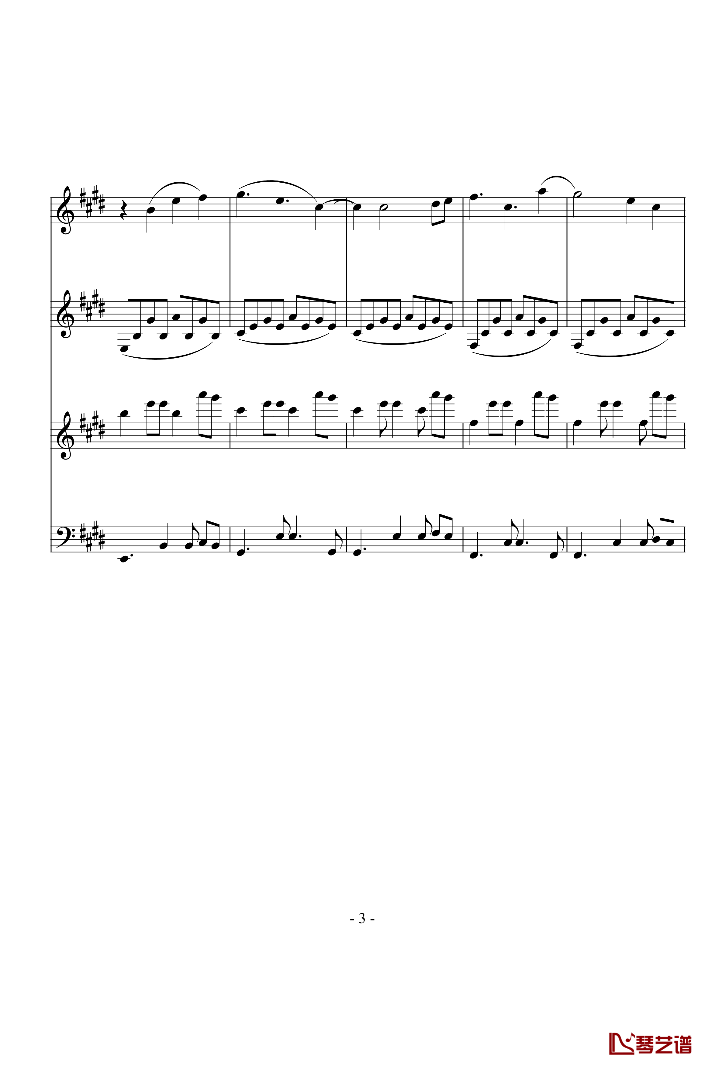手心的温暖钢琴谱-总谱-小花仙3